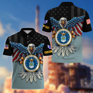 Premium Custom USAF Polo Shirt VPVC215004, Gifts For Air Force Veteran, Best Gifts On Father's Day, Armed Forces Day, Independence Day, Veterans Day.