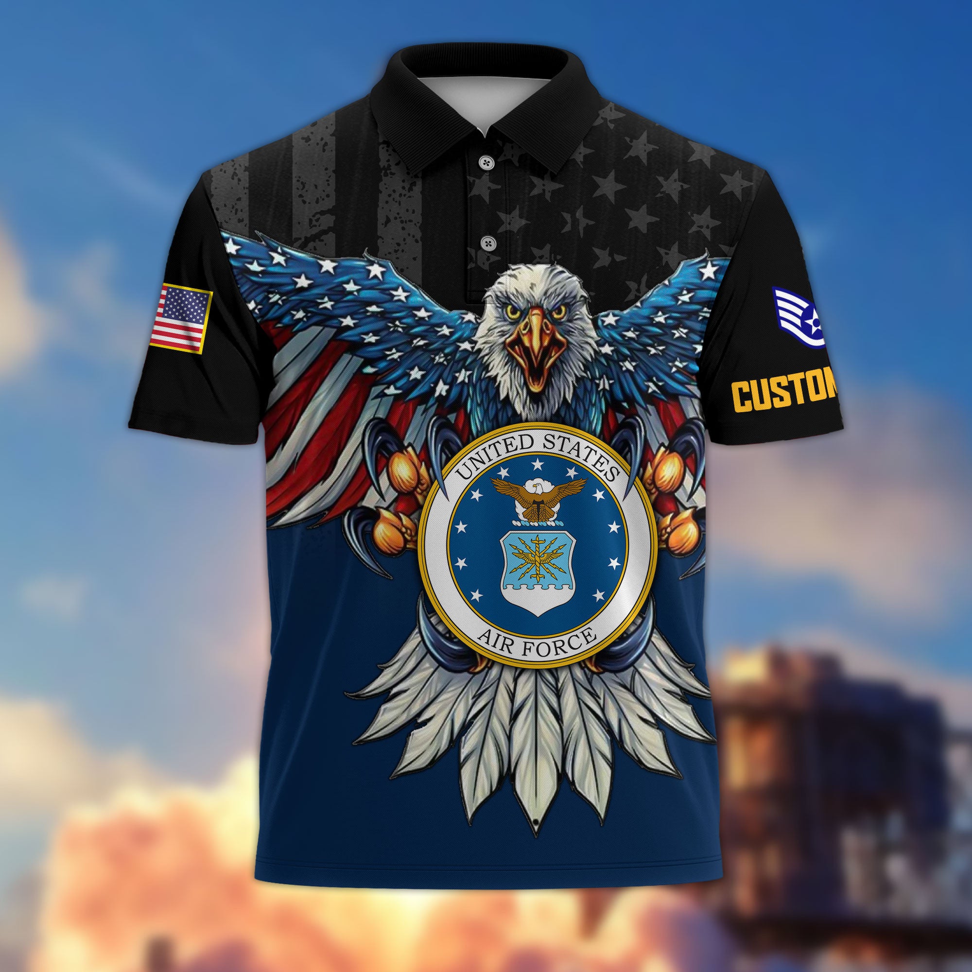 Premium Custom USAF Polo Shirt VPVC215012, Gifts For Air Force Veteran, Best Gifts On Father's Day, Armed Forces Day, Independence Day, Veterans Day.