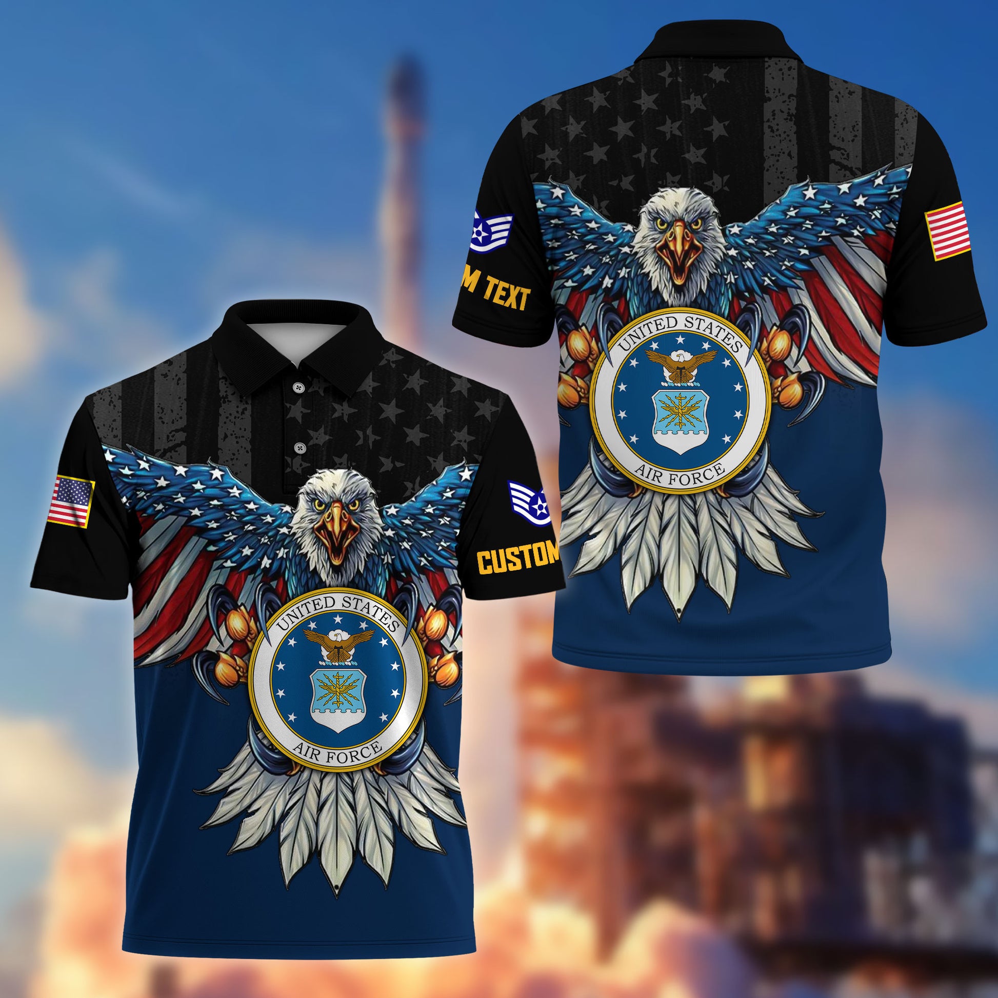 Premium Custom USAF Polo Shirt VPVC215012, Gifts For Air Force Veteran, Best Gifts On Father's Day, Armed Forces Day, Independence Day, Veterans Day.