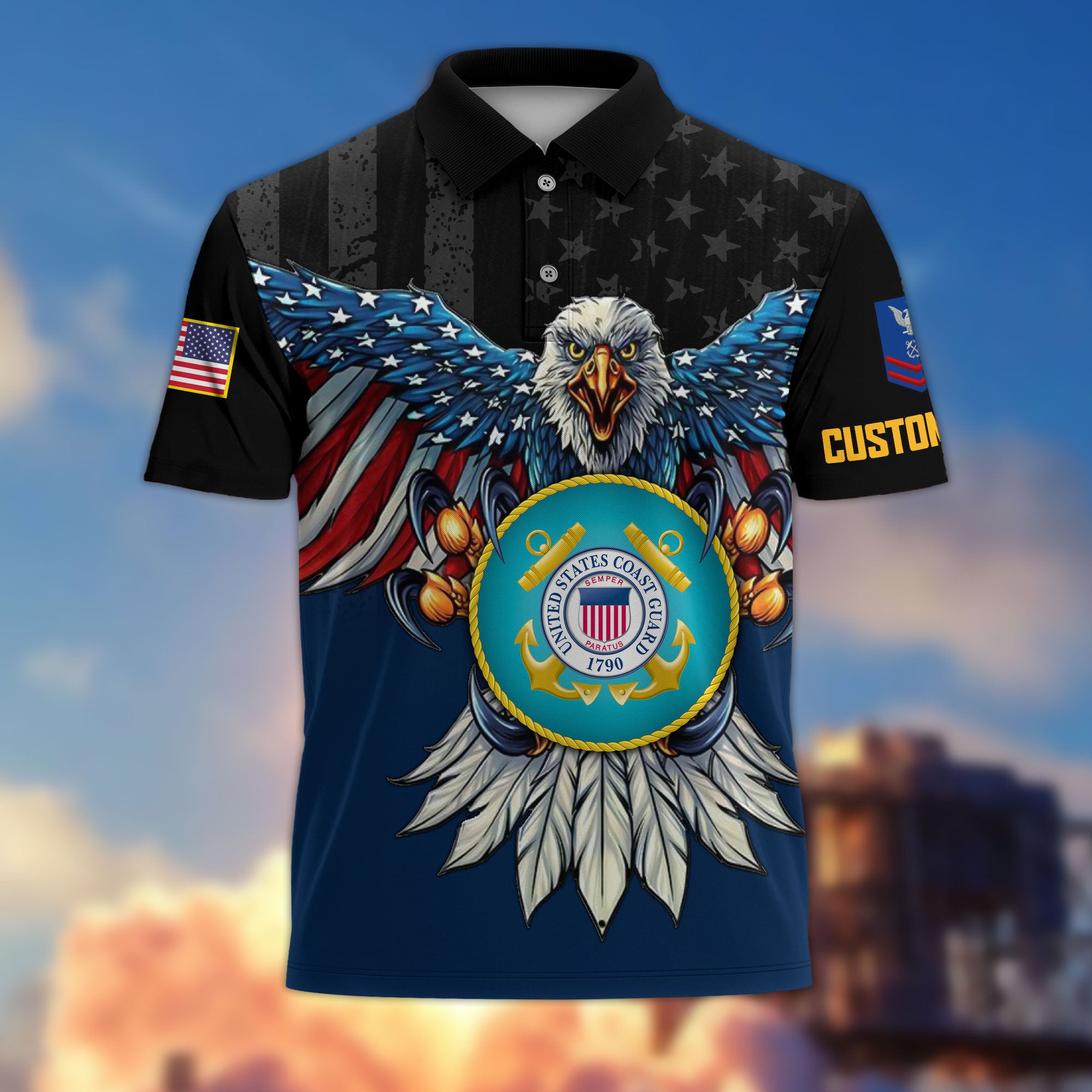 Premium Custom USCG Polo Shirt VPVC215005, Gifts For Coast Guard Veteran, Best Gifts On Father's Day, Armed Forces Day, Independence Day, Veterans Day.