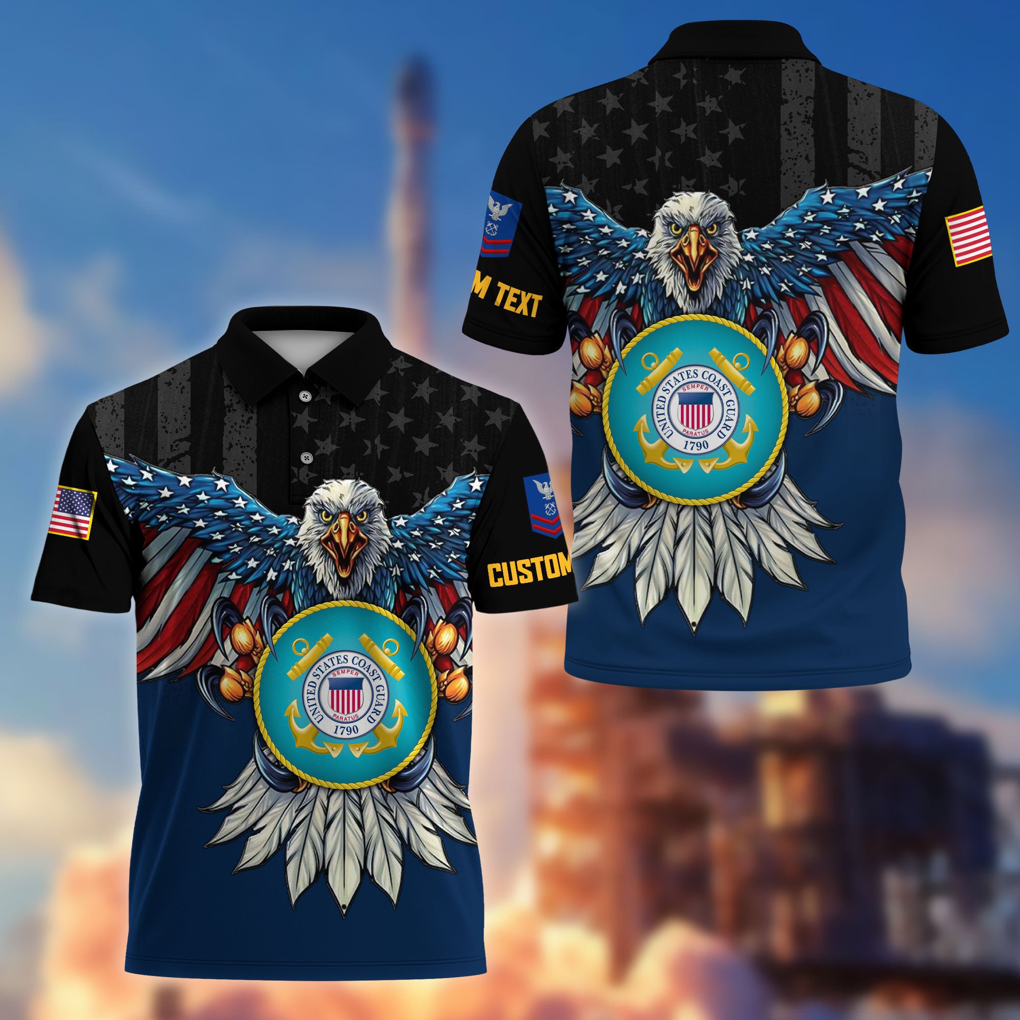 Premium Custom USCG Polo Shirt VPVC215005, Gifts For Coast Guard Veteran, Best Gifts On Father's Day, Armed Forces Day, Independence Day, Veterans Day.