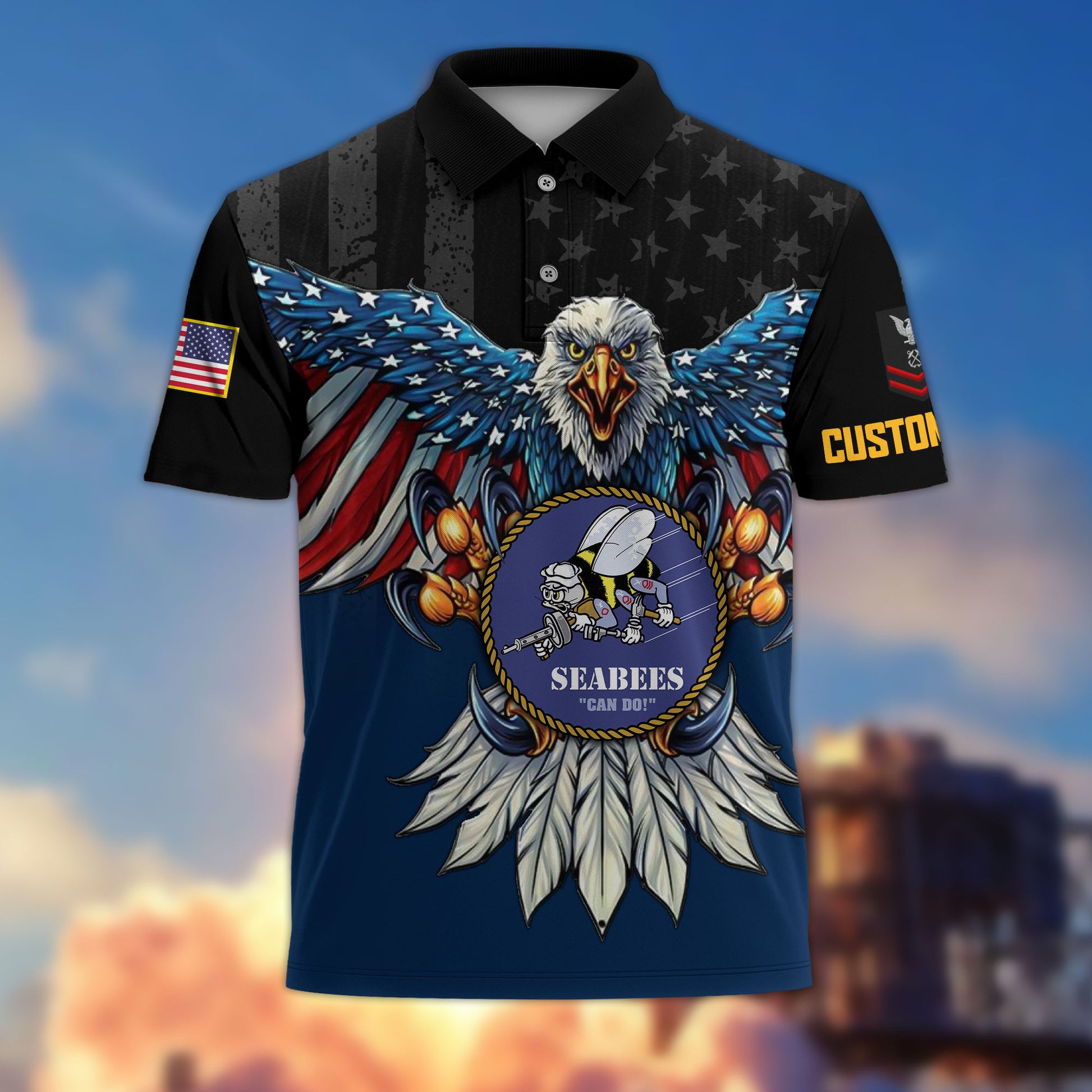 Premium Custom US Seabees Polo Shirt VPVC215009, Gifts For Seabees Veteran, Best Gifts On Father's Day, Armed Forces Day, Independence Day, Veterans Day.