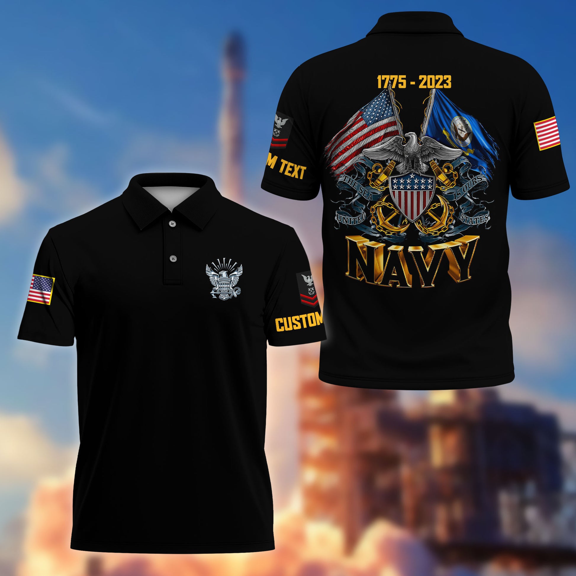 Unique Custom Name, Rank, Year US Navy Polo Shirt VPVC215102, Gifts For Navy Veteran, Best Gifts On Father's Day, Independence Day, Veterans Day.