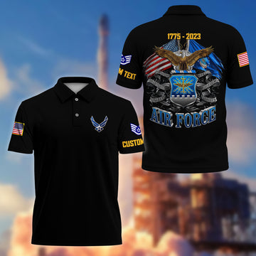 Unique Custom Name, Rank, Year USAF Polo Shirt VPVC215104, Gifts For Air Force Veteran, Best Gifts On Father's Day, Independence Day, Veterans Day.