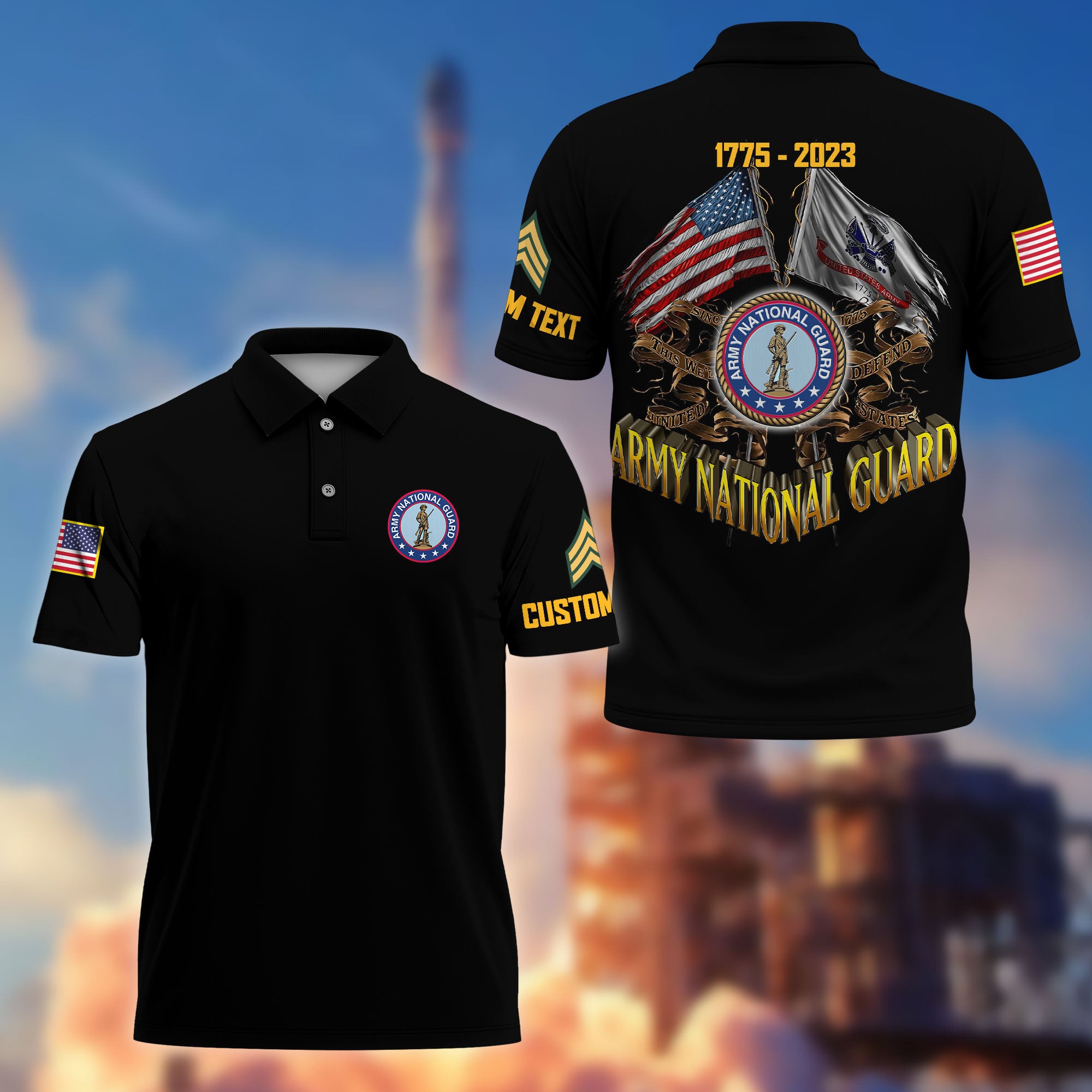 Unique Custom Name, Rank, Year, US Army National Guard Polo Shirt VPVC215108, Gifts For Army National Guard Veteran, Best Gifts On Father's Day, Independence Day, Veterans Day.