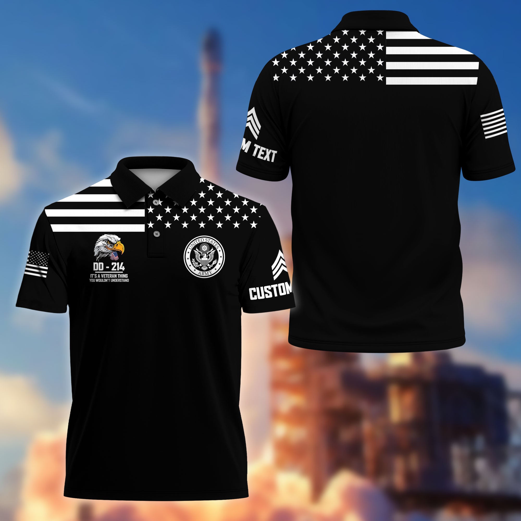 US Army Custom Polo Shirt VPVC215201, Gifts For Army Veteran, Best Gifts On Father's Day, Armed Forces Day, Independence Day, Veterans Day.