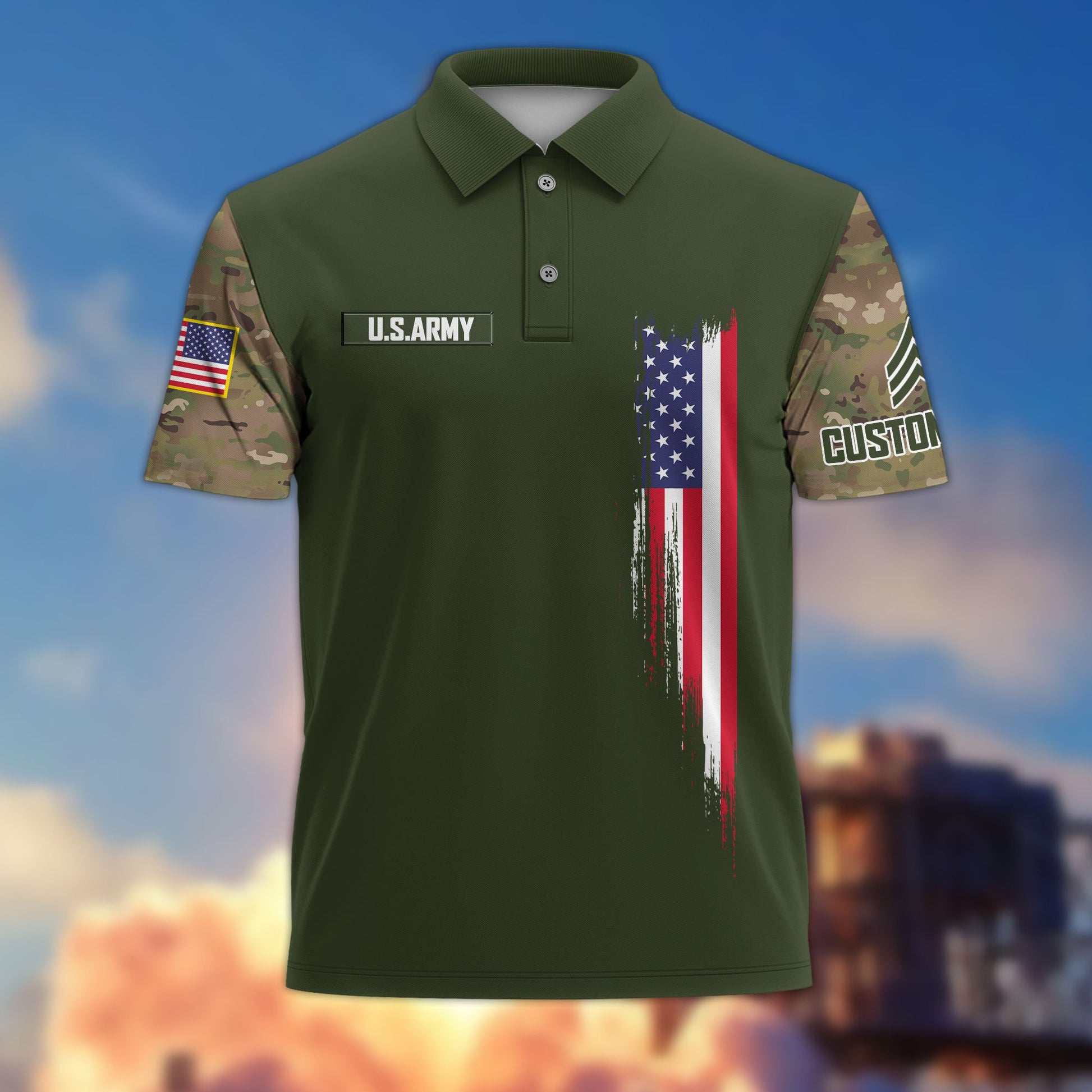 Premium US Army Polo Shirt VPVC215301, Custom Name, Rank, Gifts For Army Veteran, Best Gifts On Father's Day, Armed Forces Day, Independence Day, Veterans Day.