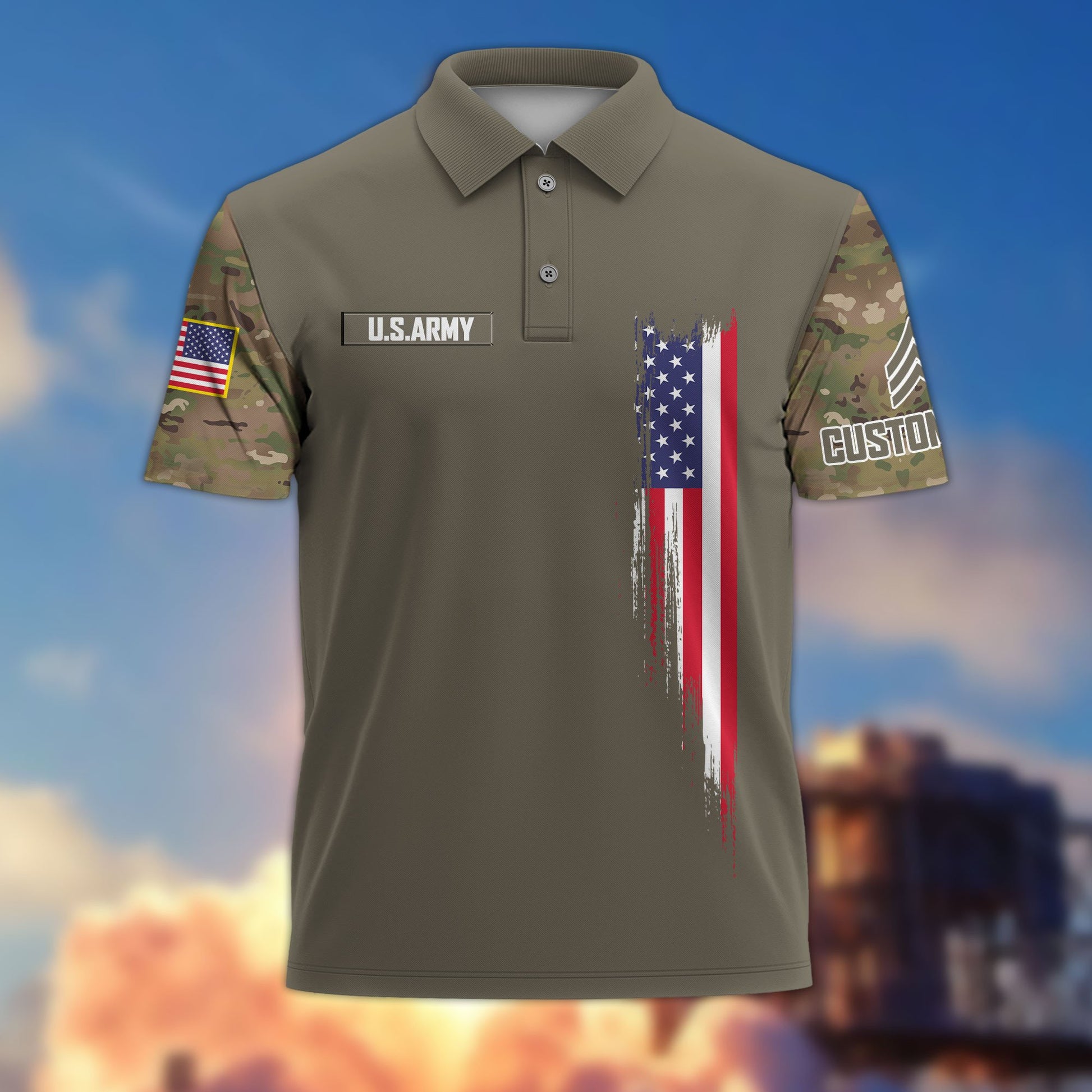 Premium US Army Polo Shirt VPVC215310, Custom Name, Rank, Gifts For Army Veteran, Best Gifts On Father's Day, Armed Forces Day, Independence Day, Veterans Day.