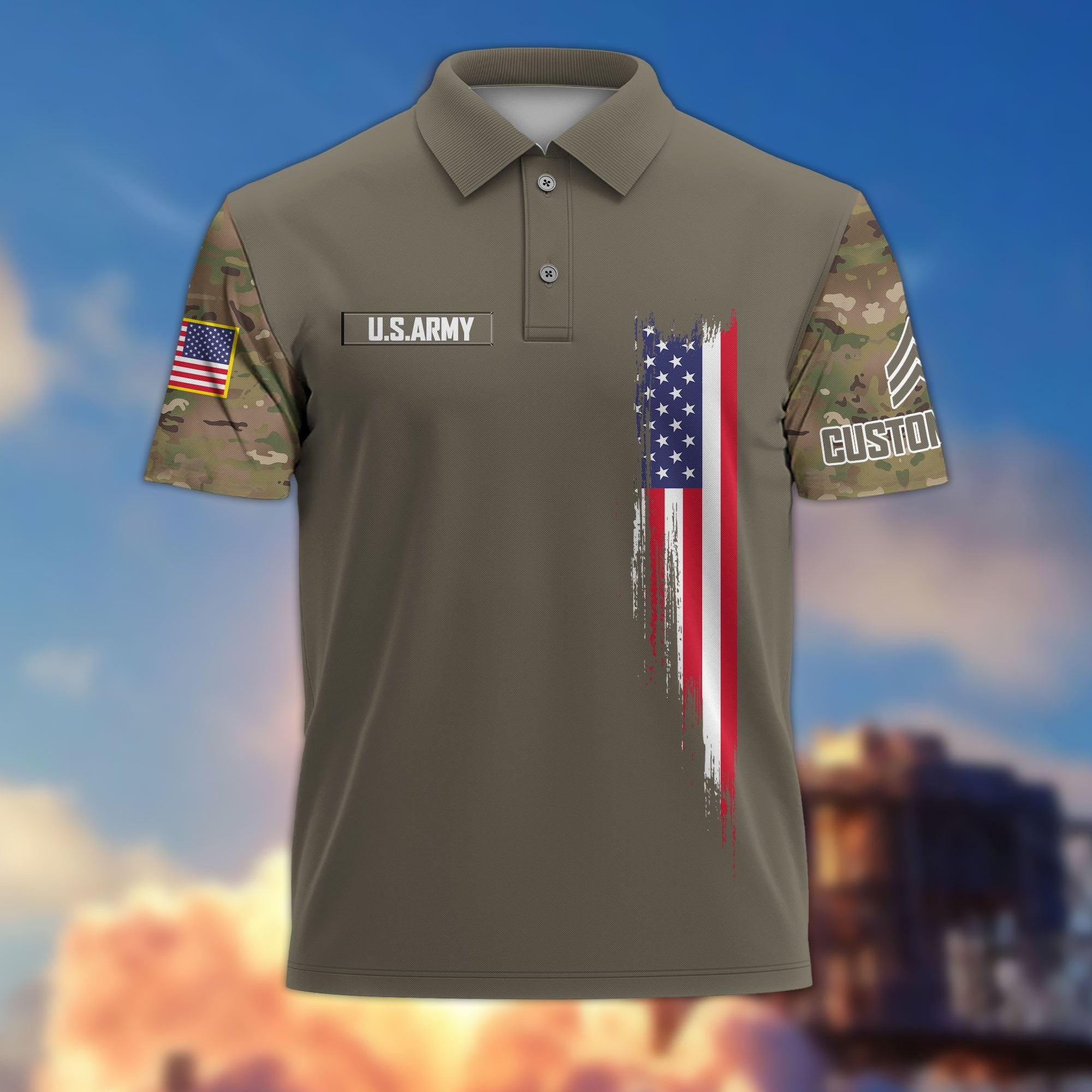 Premium US Army Polo Shirt VPVC215310, Custom Name, Rank, Gifts For Army Veteran, Best Gifts On Father's Day, Armed Forces Day, Independence Day, Veterans Day.