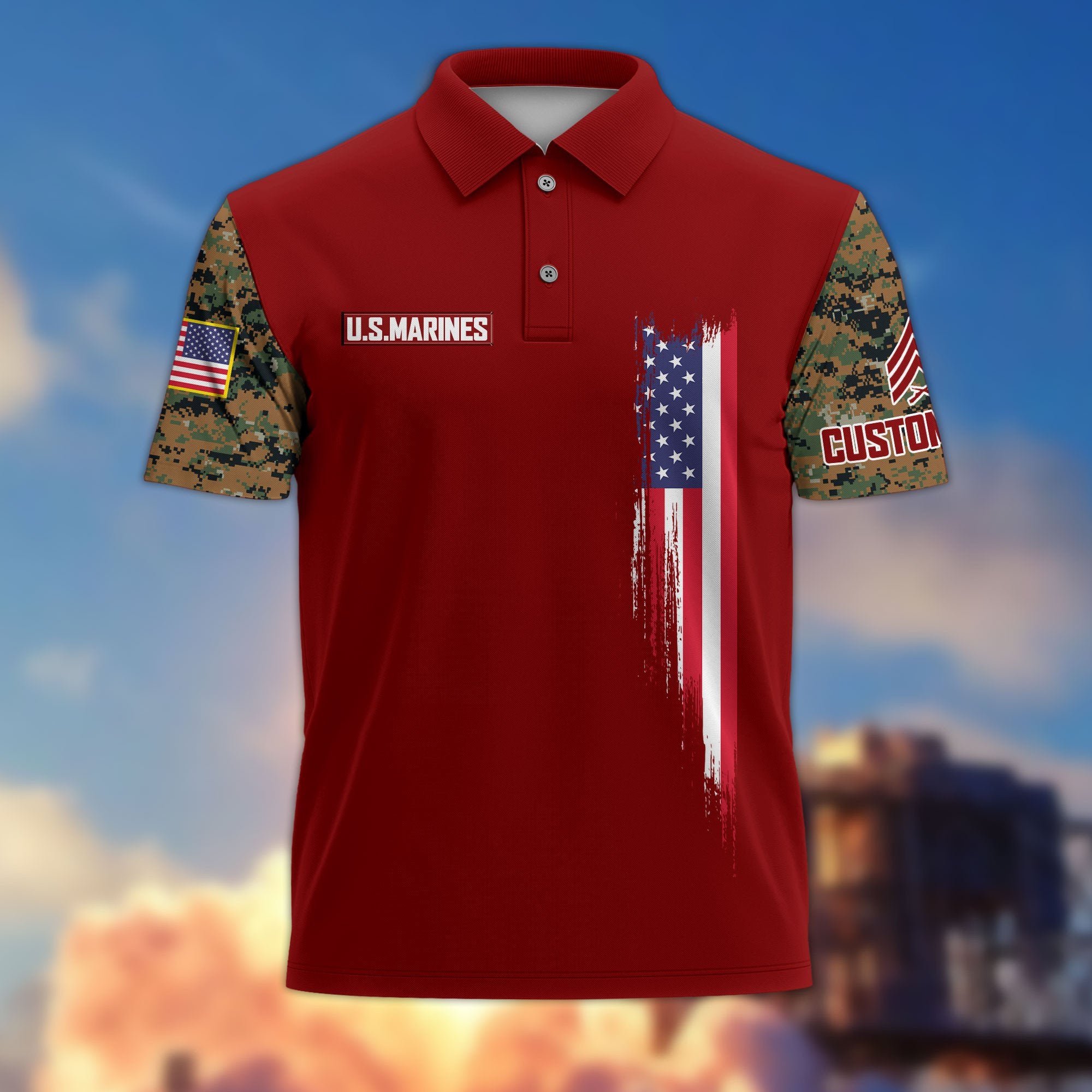 Premium USMC Polo Shirt VPVC215303, Custom Name, Rank, Gifts For Marine Veteran, Best Gifts On Father's Day, Armed Forces Day, Independence Day, Veterans Day.