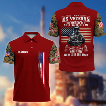 Premium USMC Polo Shirt VPVC215303, Custom Name, Rank, Gifts For Marine Veteran, Best Gifts On Father's Day, Armed Forces Day, Independence Day, Veterans Day.