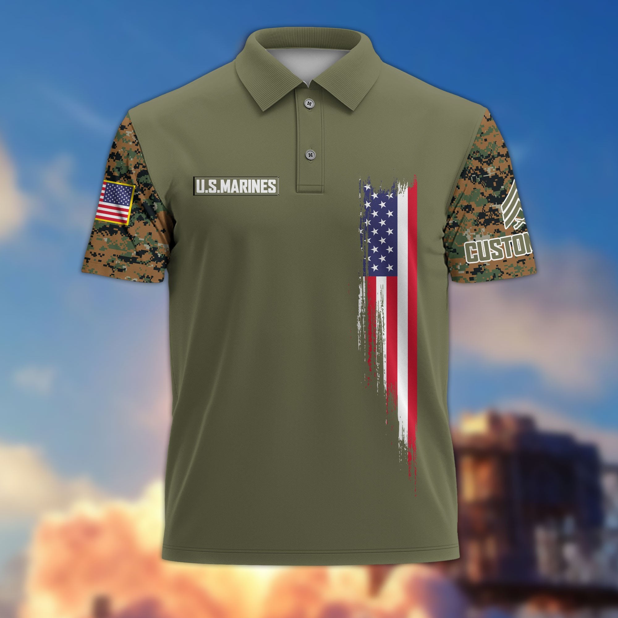 Premium USMC Polo Shirt VPVC215311, Custom Name, Rank, Gifts For Marine Veteran, Best Gifts On Father's Day, Armed Forces Day, Independence Day, Veterans Day.