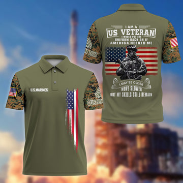 Premium USMC Polo Shirt VPVC215311, Custom Name, Rank, Gifts For Marine Veteran, Best Gifts On Father's Day, Armed Forces Day, Independence Day, Veterans Day.