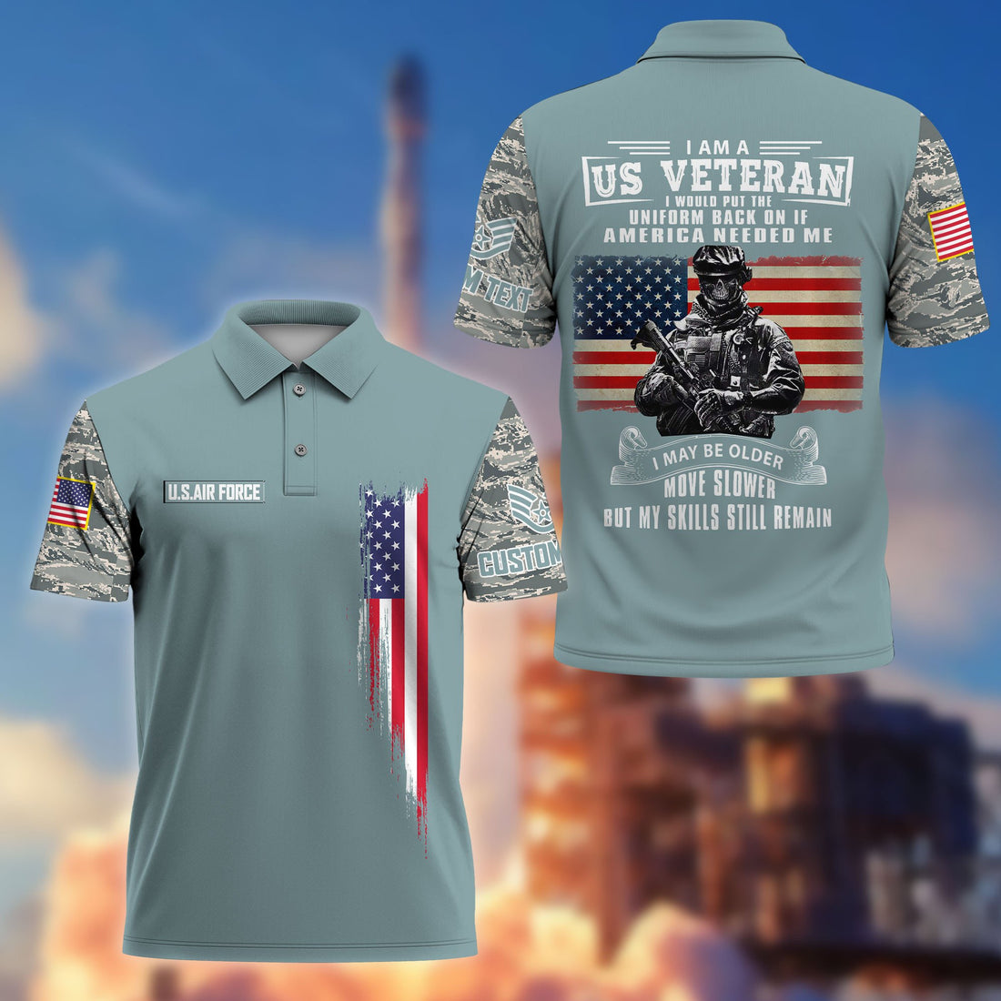 Premium USAF Polo Shirt VPVC215304, Custom Name, Rank, Gifts For Air Force Veteran, Best Gifts On Father's Day, Armed Forces Day, Independence Day, Veterans Day.