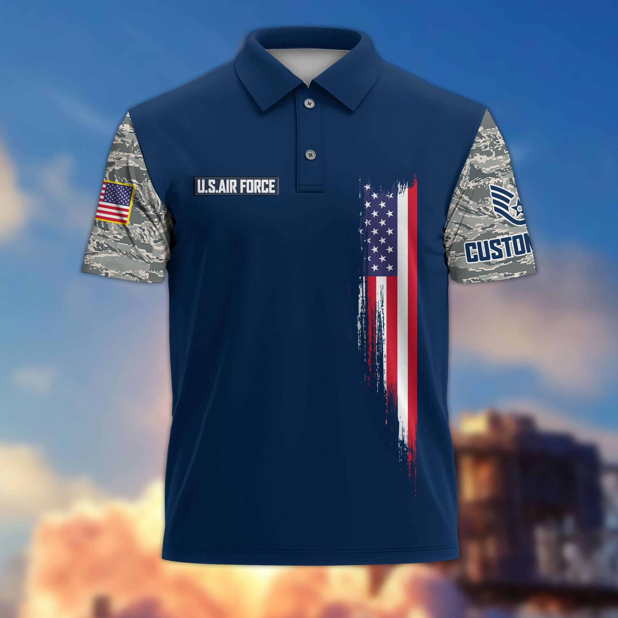Premium USAF Polo Shirt VPVC215312, Custom Name, Rank, Gifts For Air Force Veteran, Best Gifts On Father's Day, Armed Forces Day, Independence Day, Veterans Day.
