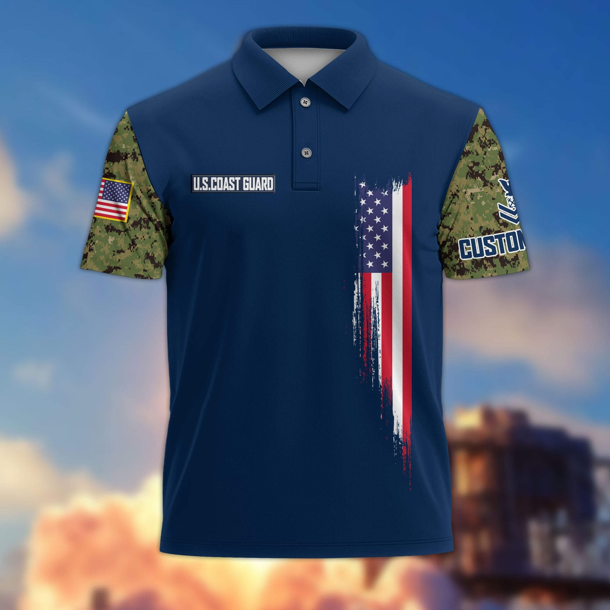 Premium USCG Polo Shirt VPVC215305, Custom Name, Rank, Gifts For Coast Guard Veteran, Best Gifts On Father's Day, Armed Forces Day, Independence Day, Veterans Day.