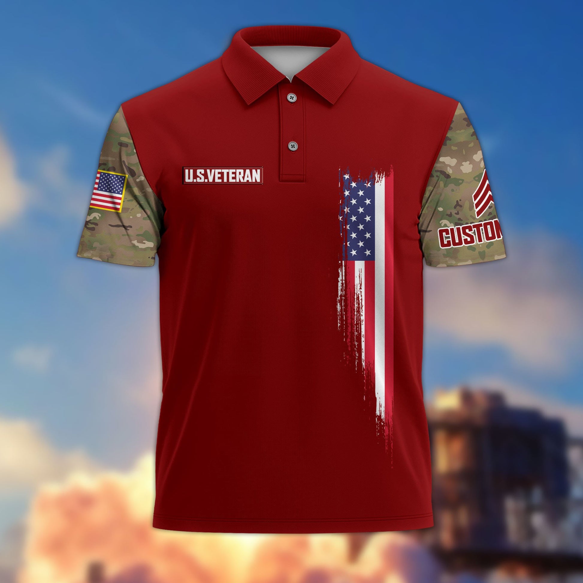 Premium US Veteran Polo Shirt VPVC215307, Custom Name, Rank, Gifts For US Veteran, Best Gifts On Father's Day, Armed Forces Day, Independence Day, Veterans Day.