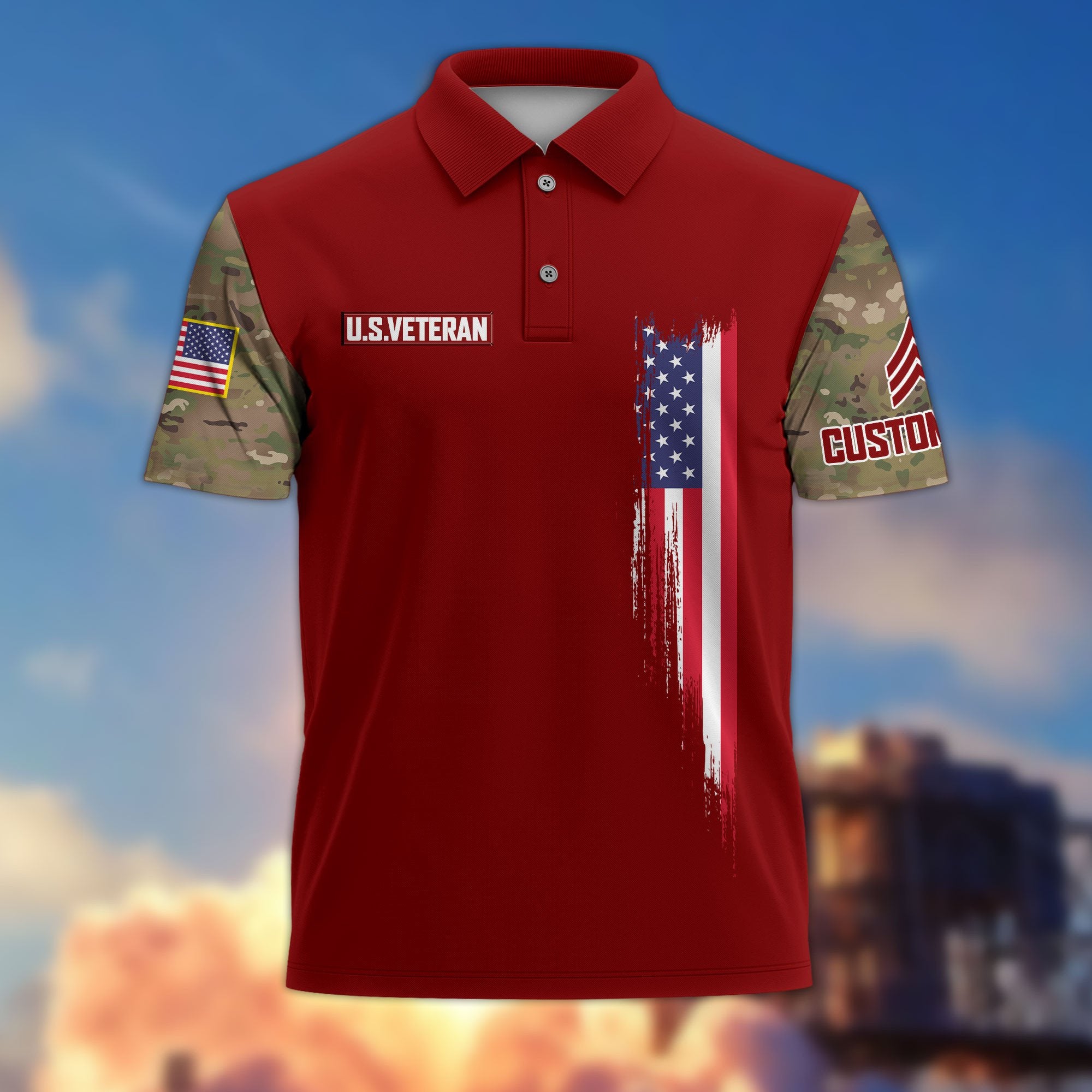 Premium US Veteran Polo Shirt VPVC215307, Custom Name, Rank, Gifts For US Veteran, Best Gifts On Father's Day, Armed Forces Day, Independence Day, Veterans Day.