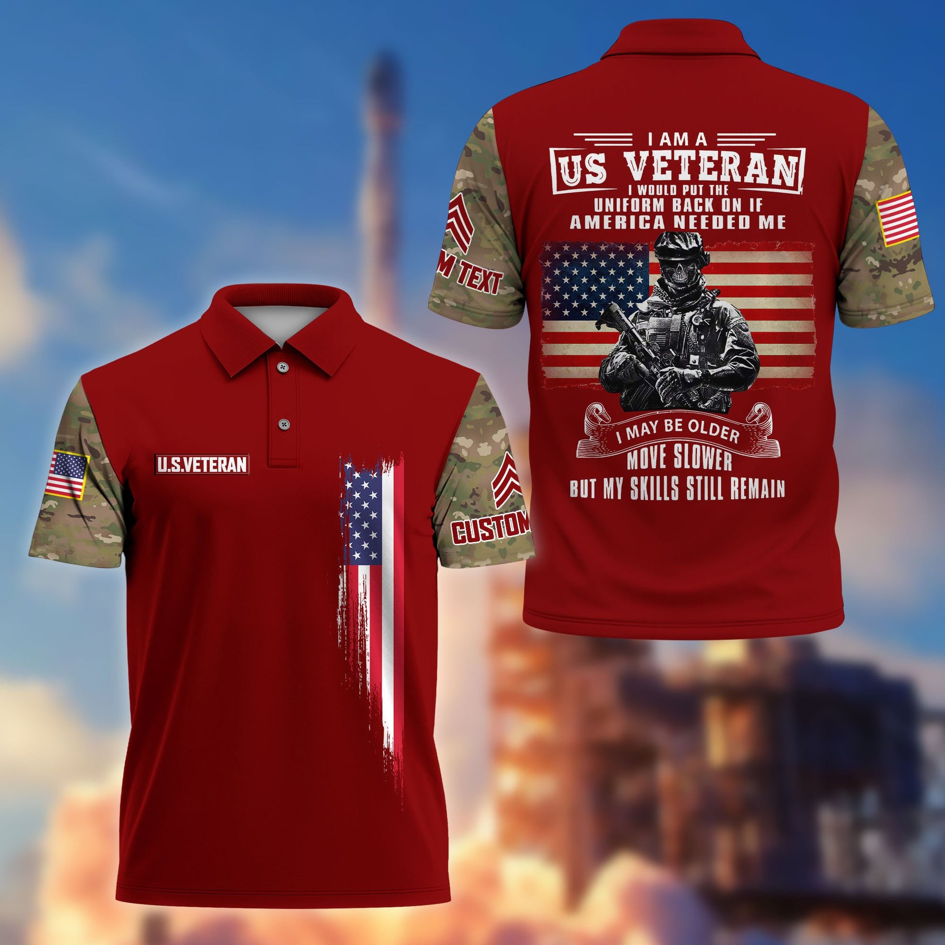 Premium US Veteran Polo Shirt VPVC215307, Custom Name, Rank, Gifts For US Veteran, Best Gifts On Father's Day, Armed Forces Day, Independence Day, Veterans Day.