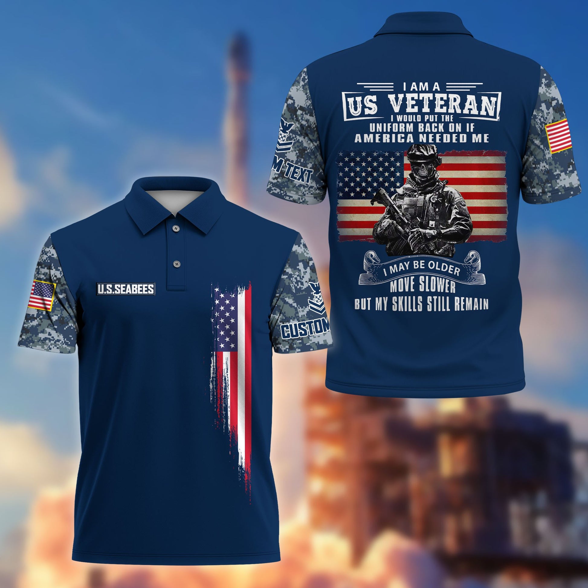 Premium US Seabees Polo Shirt VPVC215309, Custom Name, Rank, Gifts For Seabees Veteran, Best Gifts On Father's Day, Armed Forces Day, Independence Day, Veterans Day.