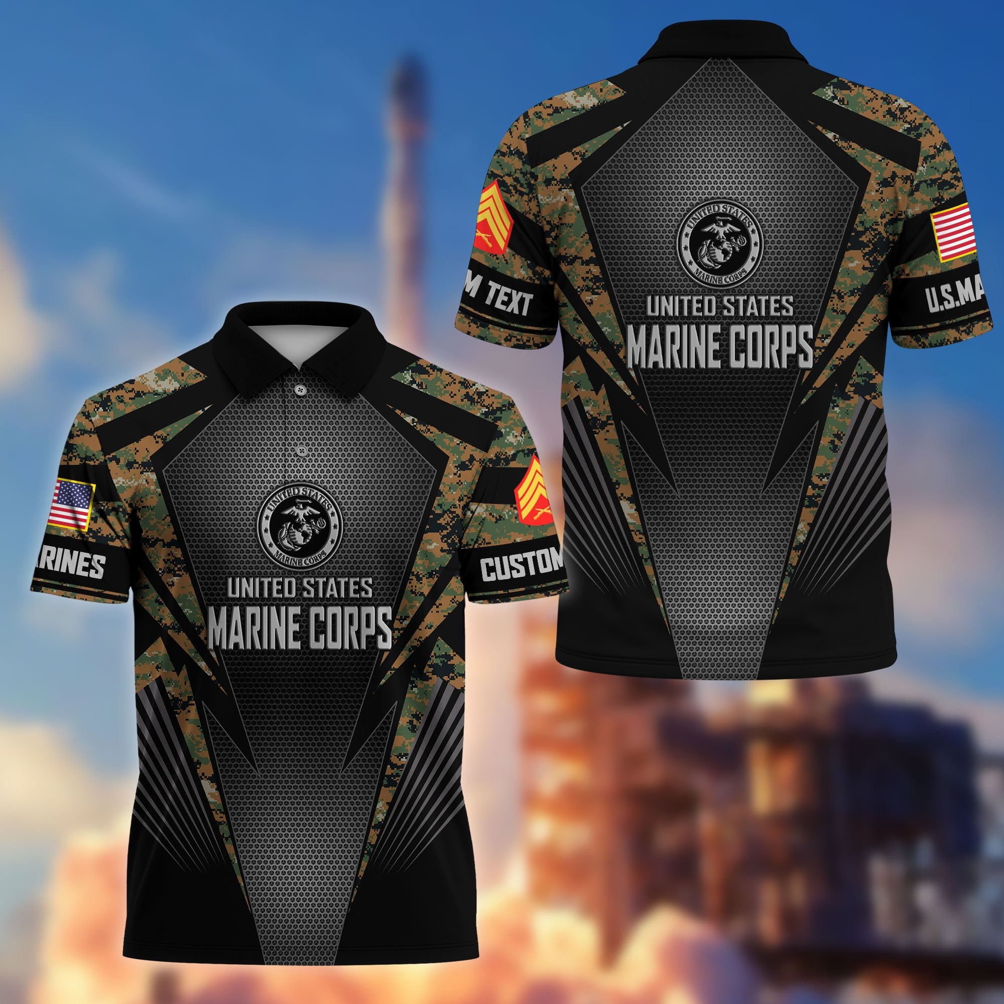 Premium Custom USMC Polo Shirt VPVC215403, Gifts For Marine Veteran, Best Gifts On Father's Day, Armed Forces Day, Independence Day, Veterans Day.
