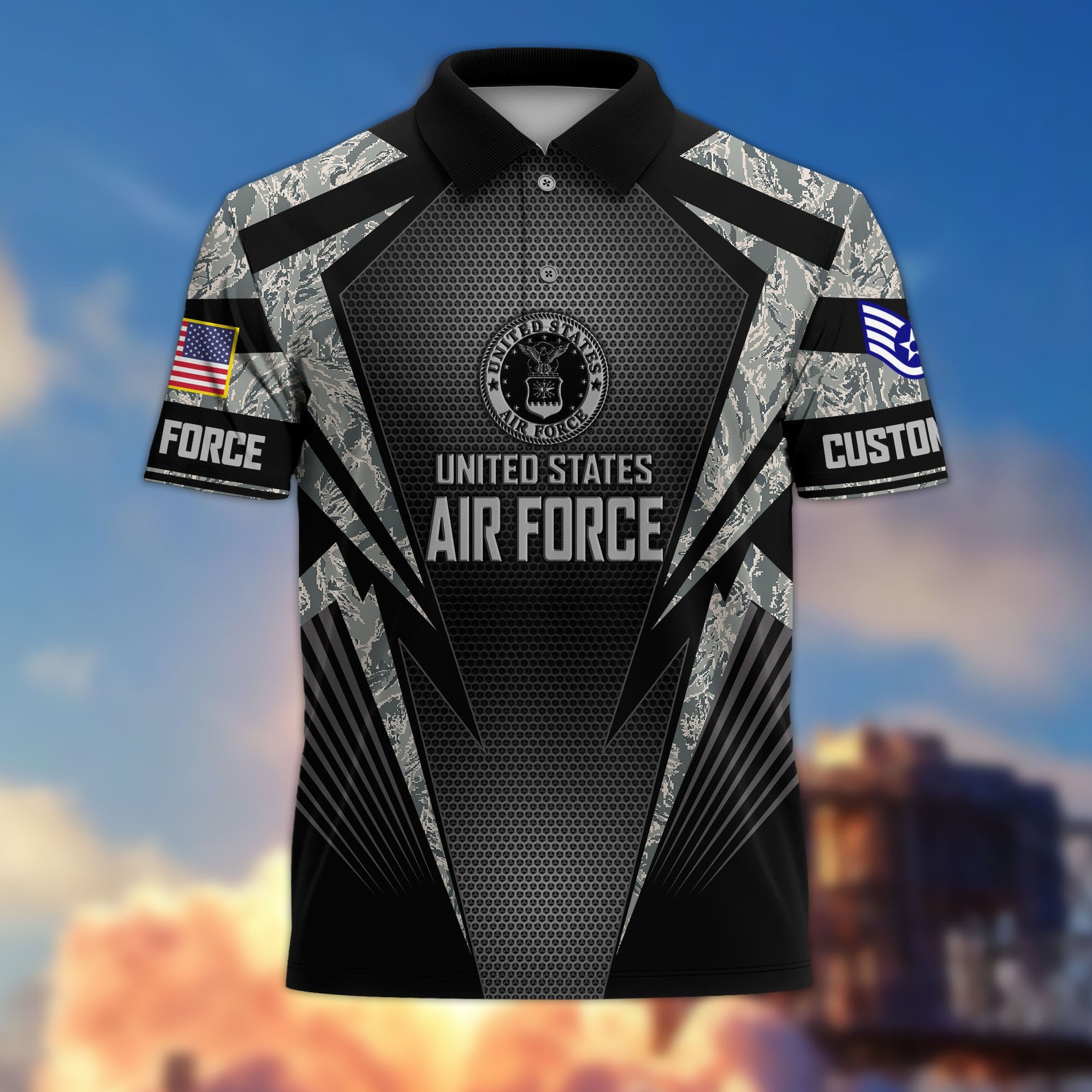 Premium Custom USAF Polo Shirt VPVC215404, Gifts For Air Force Veteran, Best Gifts On Father's Day, Armed Forces Day, Independence Day, Veterans Day.