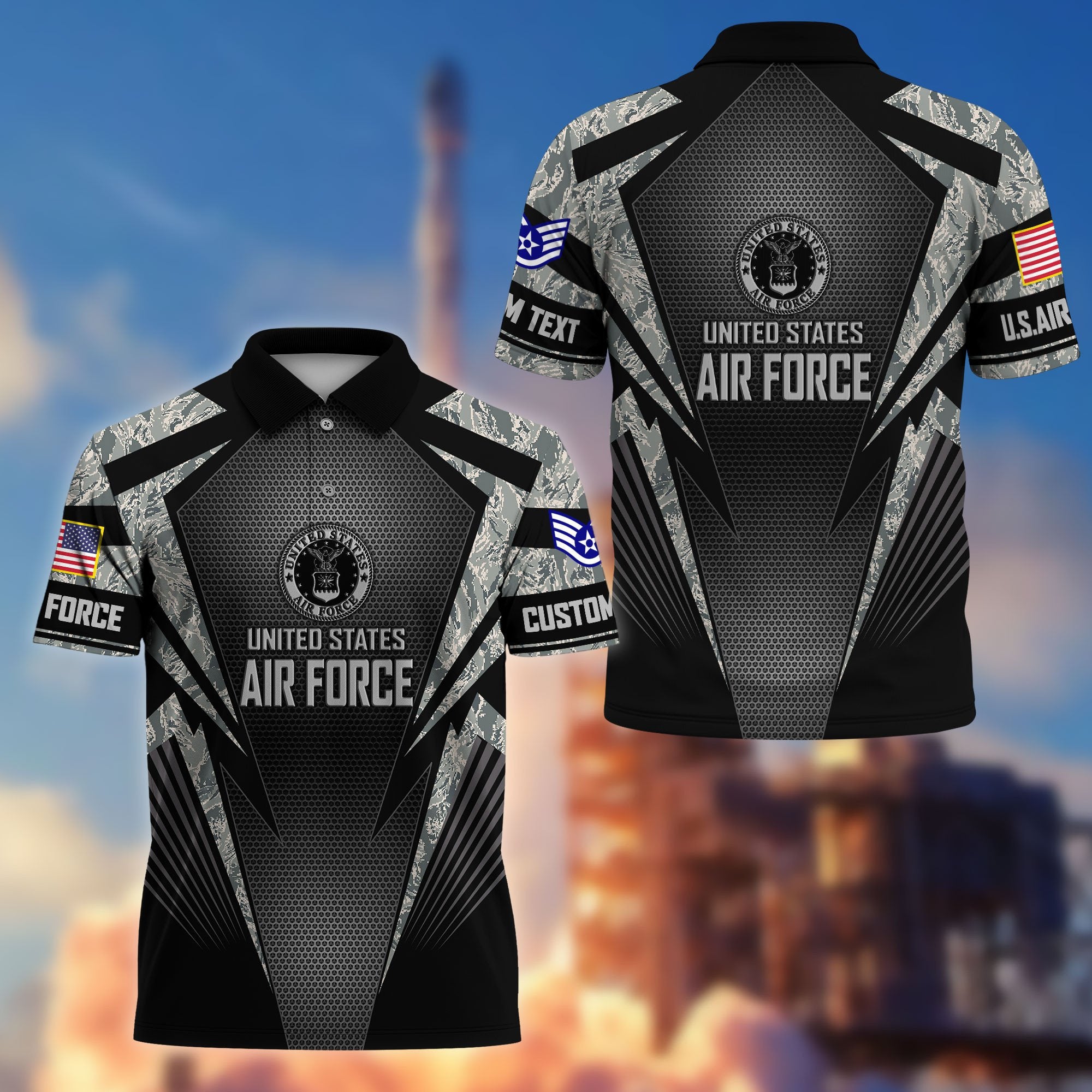 Premium Custom USAF Polo Shirt VPVC215404, Gifts For Air Force Veteran, Best Gifts On Father's Day, Armed Forces Day, Independence Day, Veterans Day.