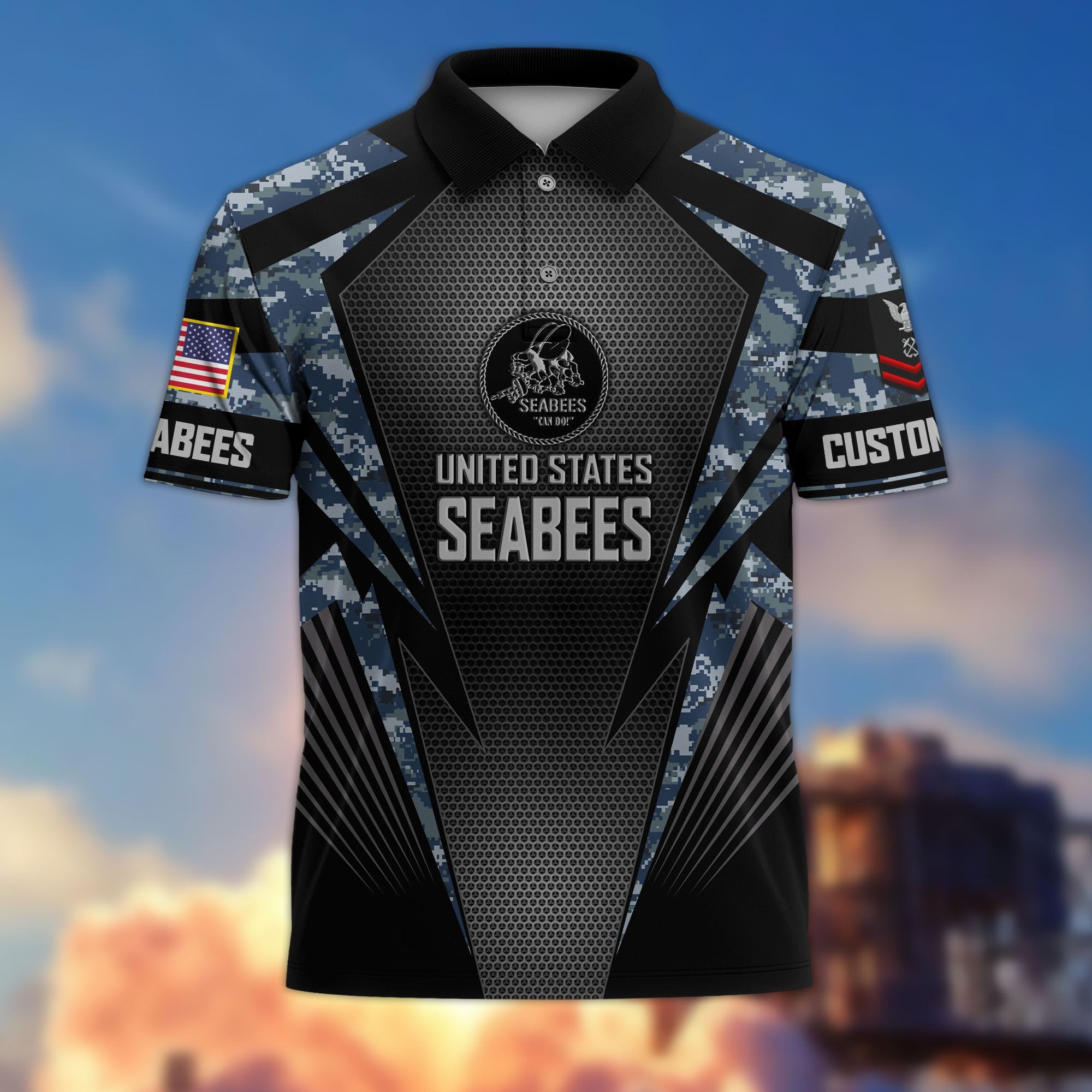 Premium Custom US Seabees Polo Shirt VPVC215409, Gifts For Seabees Veteran, Best Gifts On Father's Day, Armed Forces Day, Independence Day, Veterans Day.