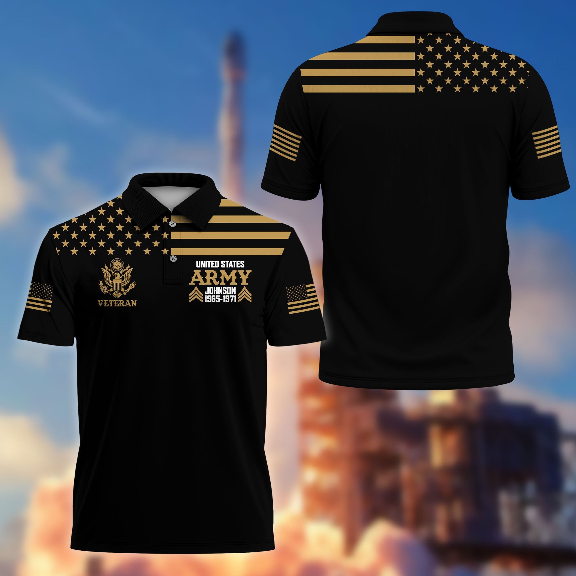 Unique Custom Name, Rank, Year US Army Polo Shirt VPVC215501, Gifts For Army Veteran, Best Gifts On Father's Day, Independence Day, Veterans Day.