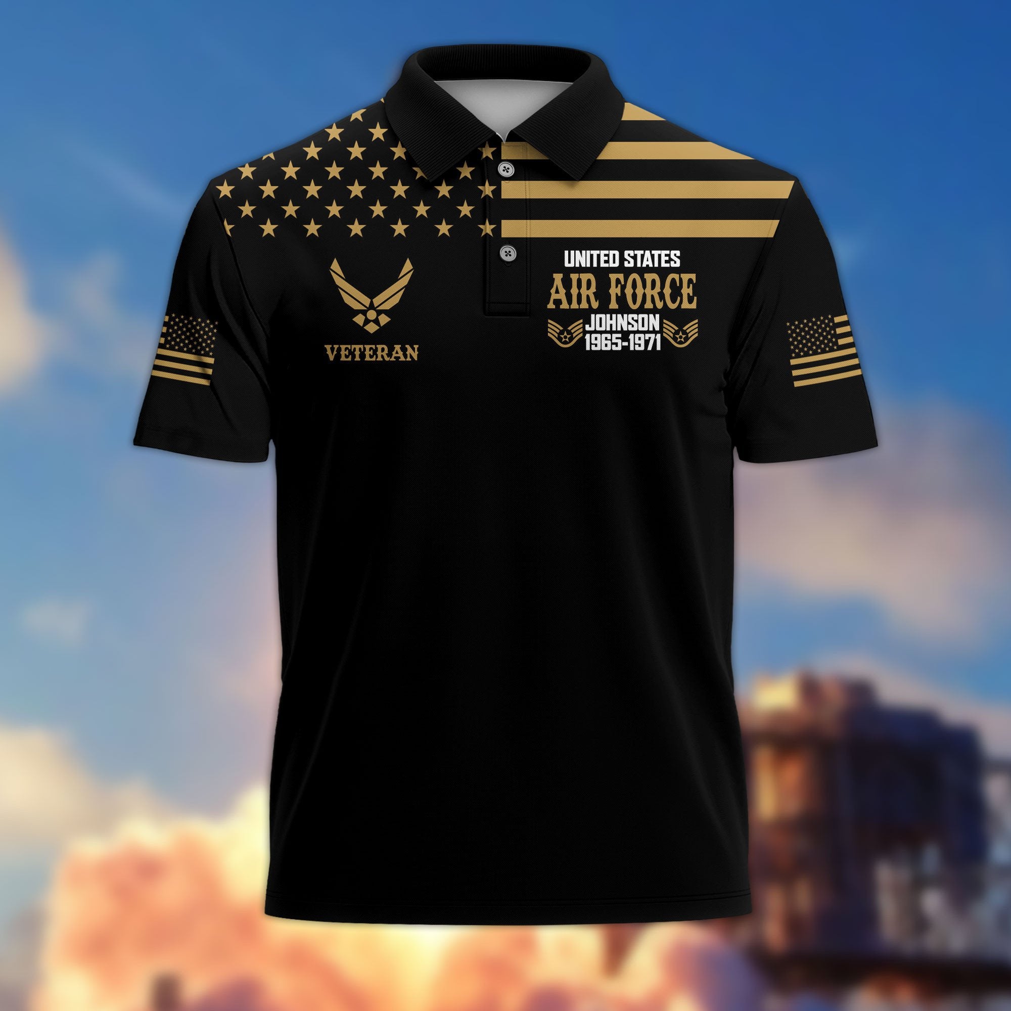 Unique Custom Name, Rank, Year USAF Polo Shirt VPVC215504, Gifts For Air Force Veteran, Best Gifts On Father's Day, Independence Day, Veterans Day.