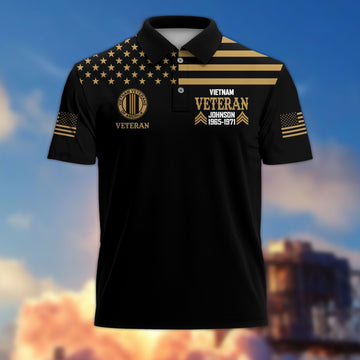 Unique Custom Name, Rank, Year, Vietnam Veteran Polo Shirt VPVC215506, Gifts For Vietnam Veteran, Best Gifts On Father's Day, Independence Day, Veterans Day.