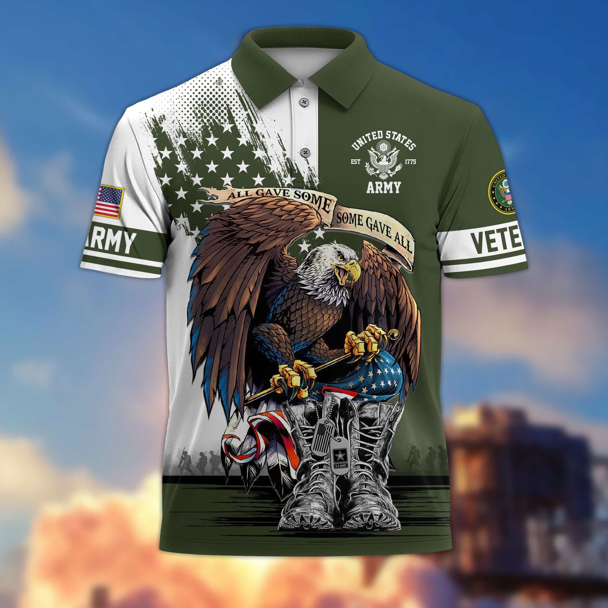 Premium US Veterans Polo Shirt BPHN030411, Gifts For US Veterans, Gifts On Memorial Day, Father's Day, Armed Forces Day, Independence Day, Veterans Day.