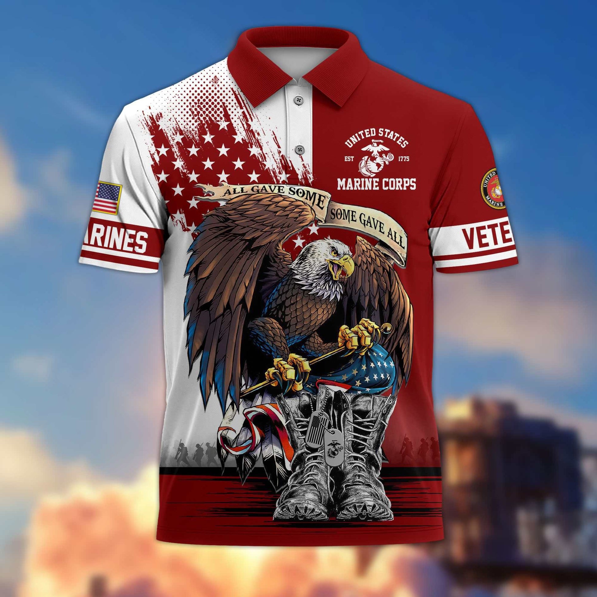 Premium US Veterans Polo Shirt BPHN030411, Gifts For US Veterans, Gifts On Memorial Day, Father's Day, Armed Forces Day, Independence Day, Veterans Day.