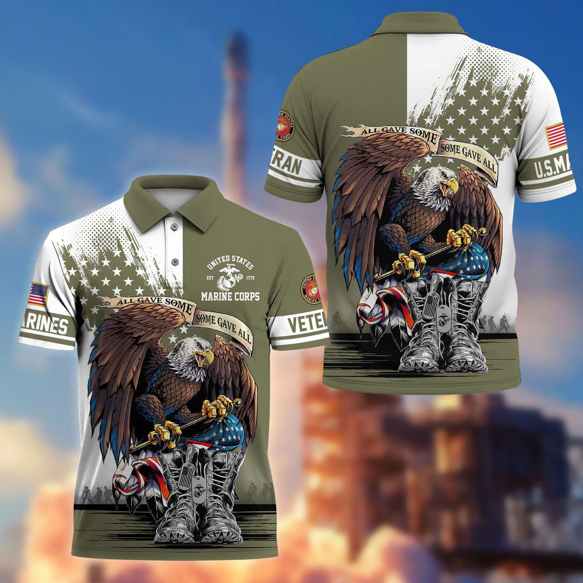 Premium US Veterans Polo Shirt BPHN030411, Gifts For US Veterans, Gifts On Memorial Day, Father's Day, Armed Forces Day, Independence Day, Veterans Day.
