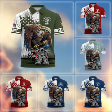 Premium US Veterans Polo Shirt BPHN030411, Gifts For US Veterans, Gifts On Memorial Day, Father's Day, Armed Forces Day, Independence Day, Veterans Day.