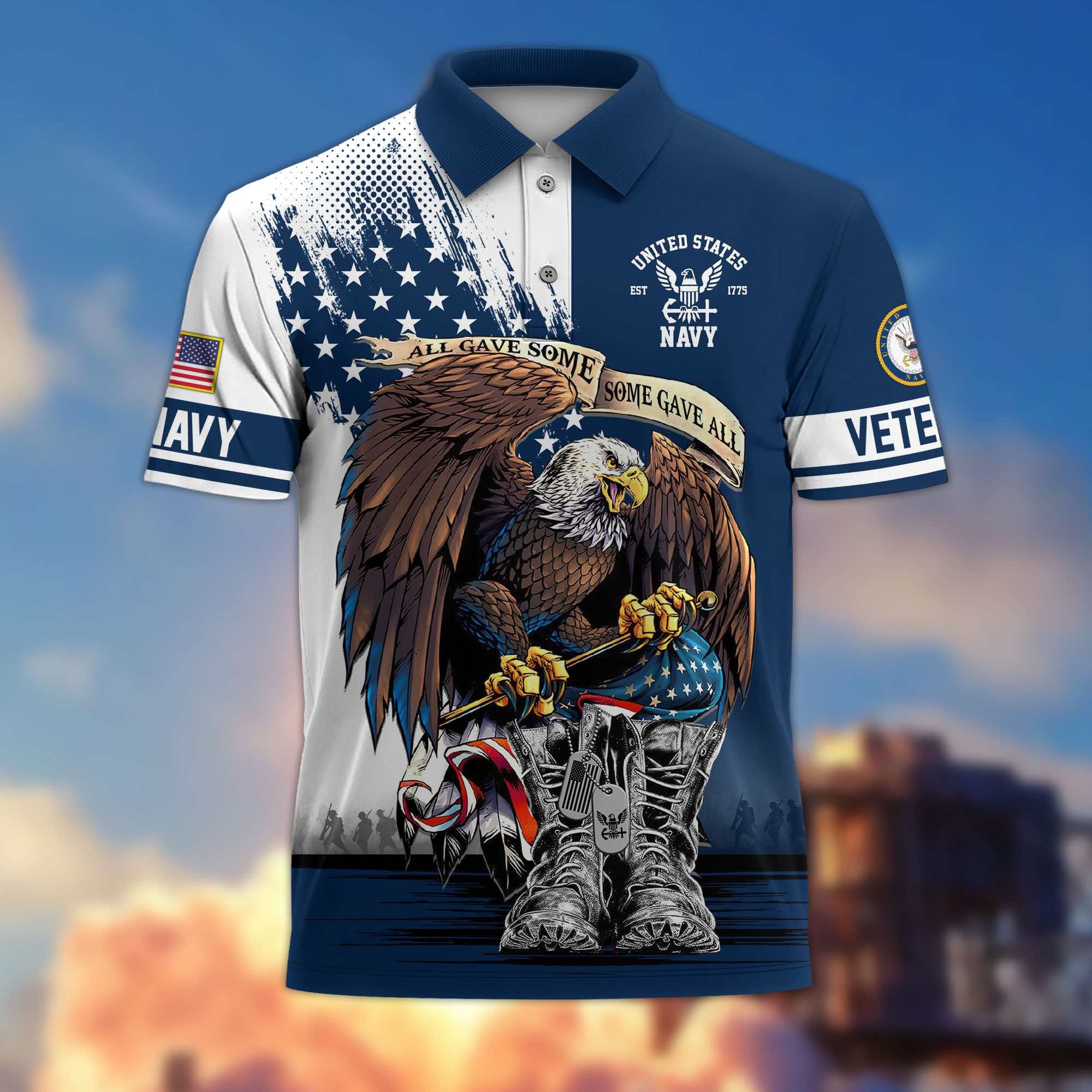 Premium US Veterans Polo Shirt BPHN030411, Gifts For US Veterans, Gifts On Memorial Day, Father's Day, Armed Forces Day, Independence Day, Veterans Day.