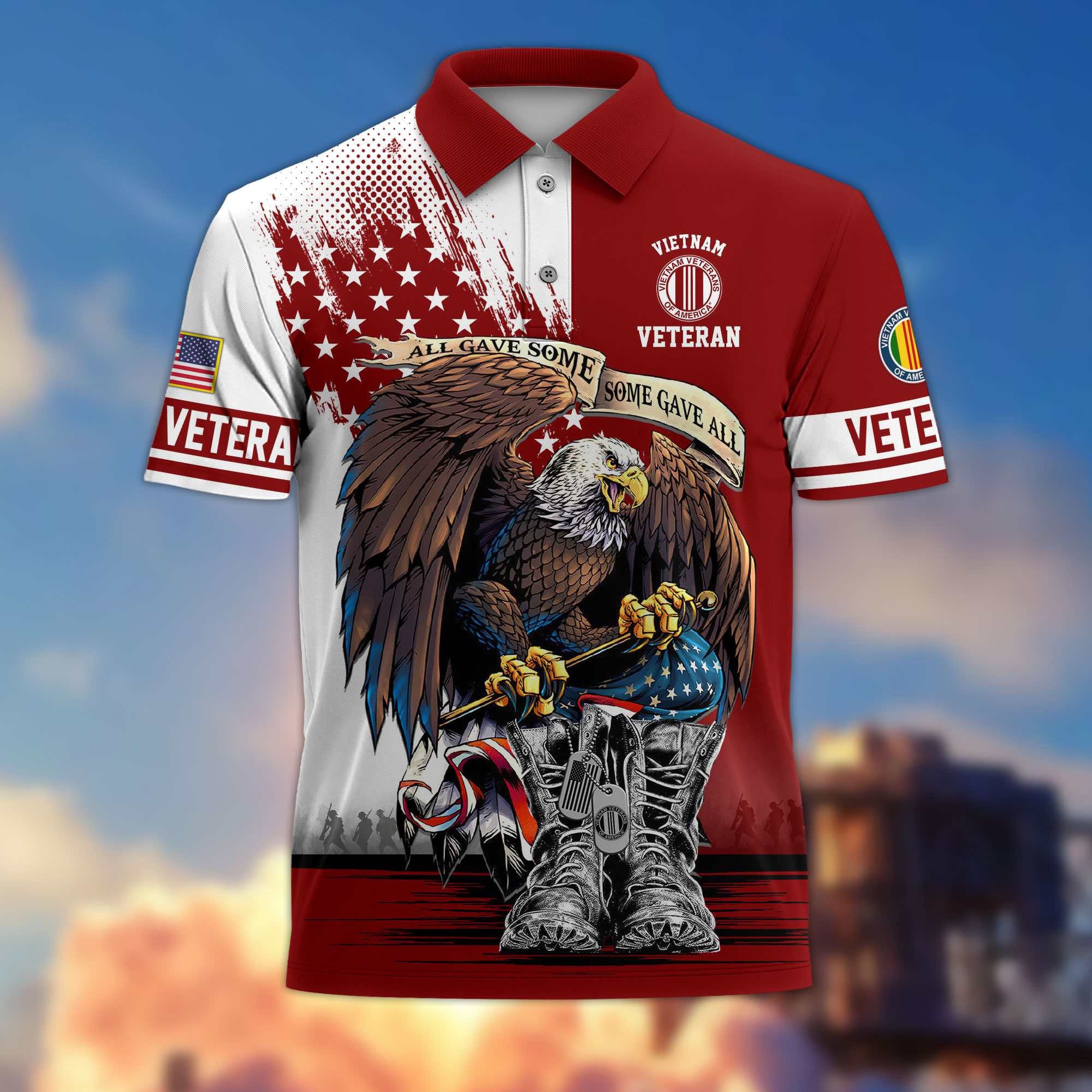 Premium US Veterans Polo Shirt BPHN030411, Gifts For US Veterans, Gifts On Memorial Day, Father's Day, Armed Forces Day, Independence Day, Veterans Day.