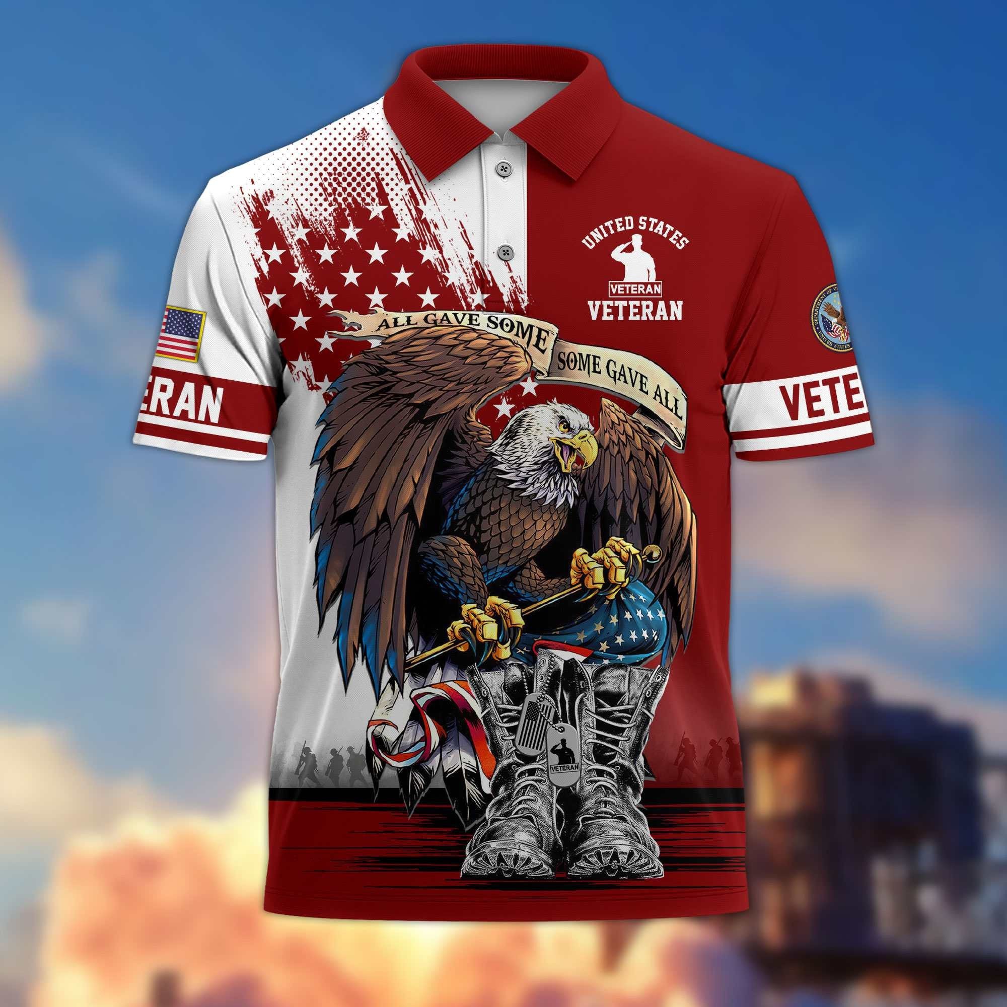 Premium US Veterans Polo Shirt BPHN030411, Gifts For US Veterans, Gifts On Memorial Day, Father's Day, Armed Forces Day, Independence Day, Veterans Day.