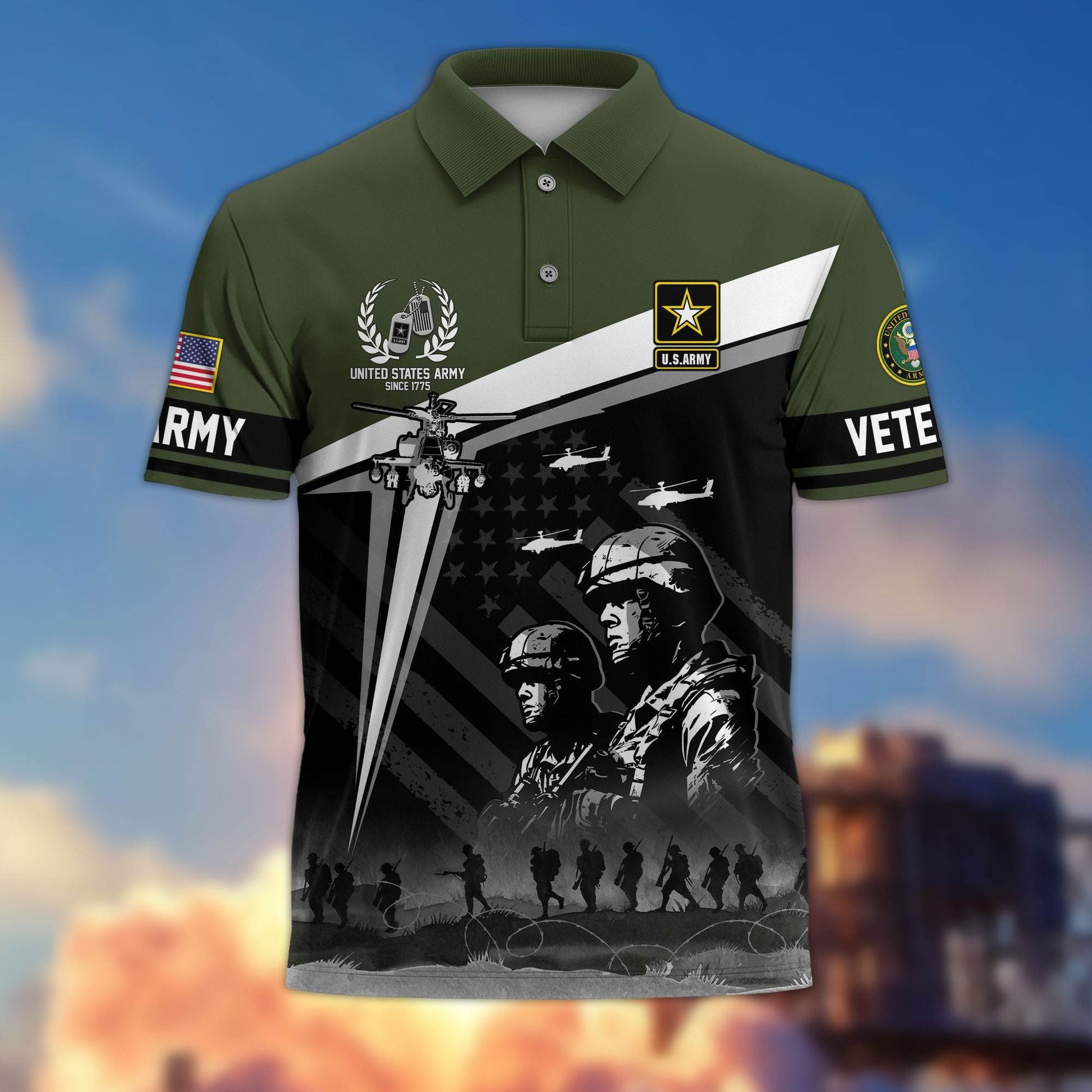 Premium US Veterans Polo Shirt BPHN280311, Gifts For US Veterans, Gifts On Memorial Day, Father's Day, Armed Forces Day, Independence Day, Veterans Day.
