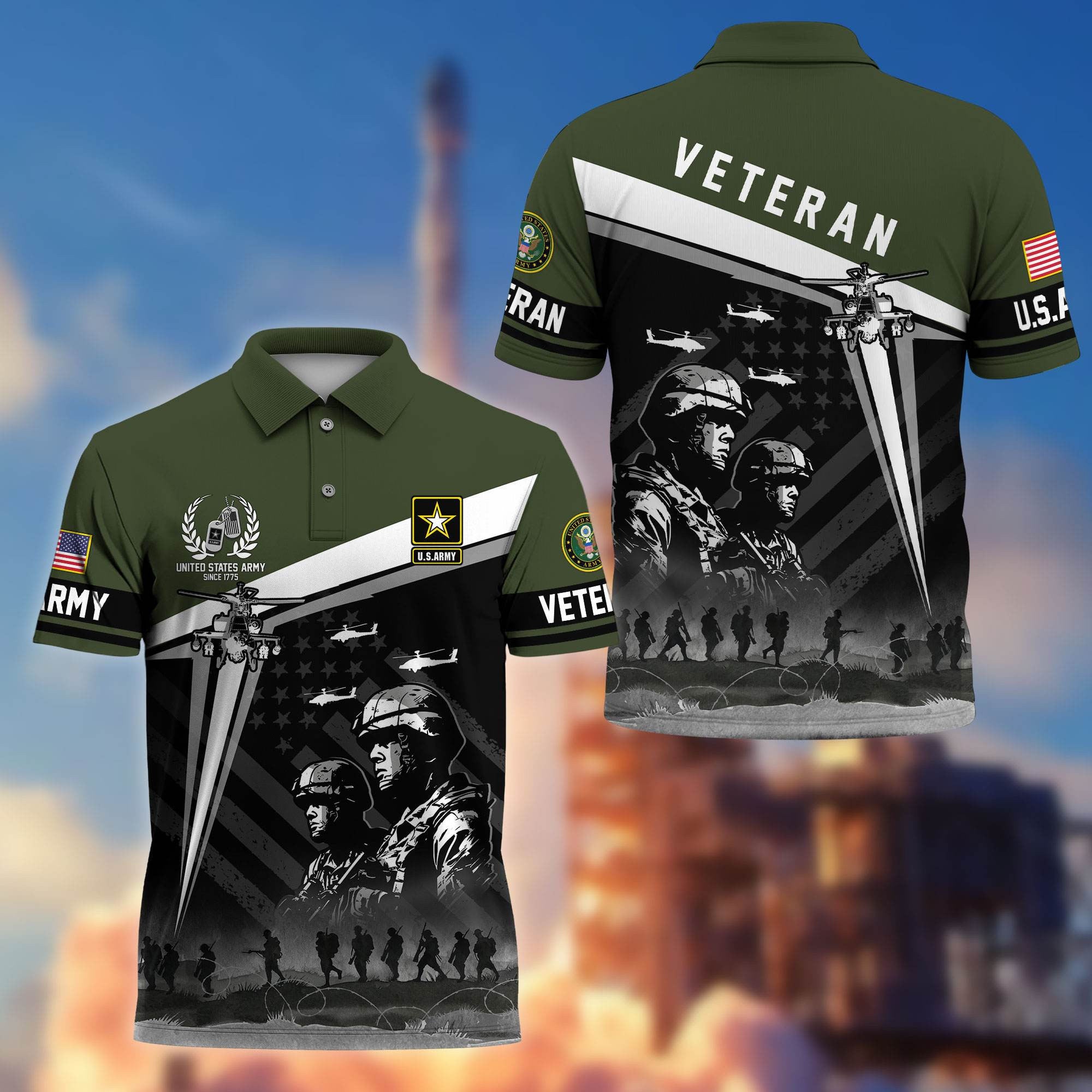 Premium US Veterans Polo Shirt BPHN280311, Gifts For US Veterans, Gifts On Memorial Day, Father's Day, Armed Forces Day, Independence Day, Veterans Day.