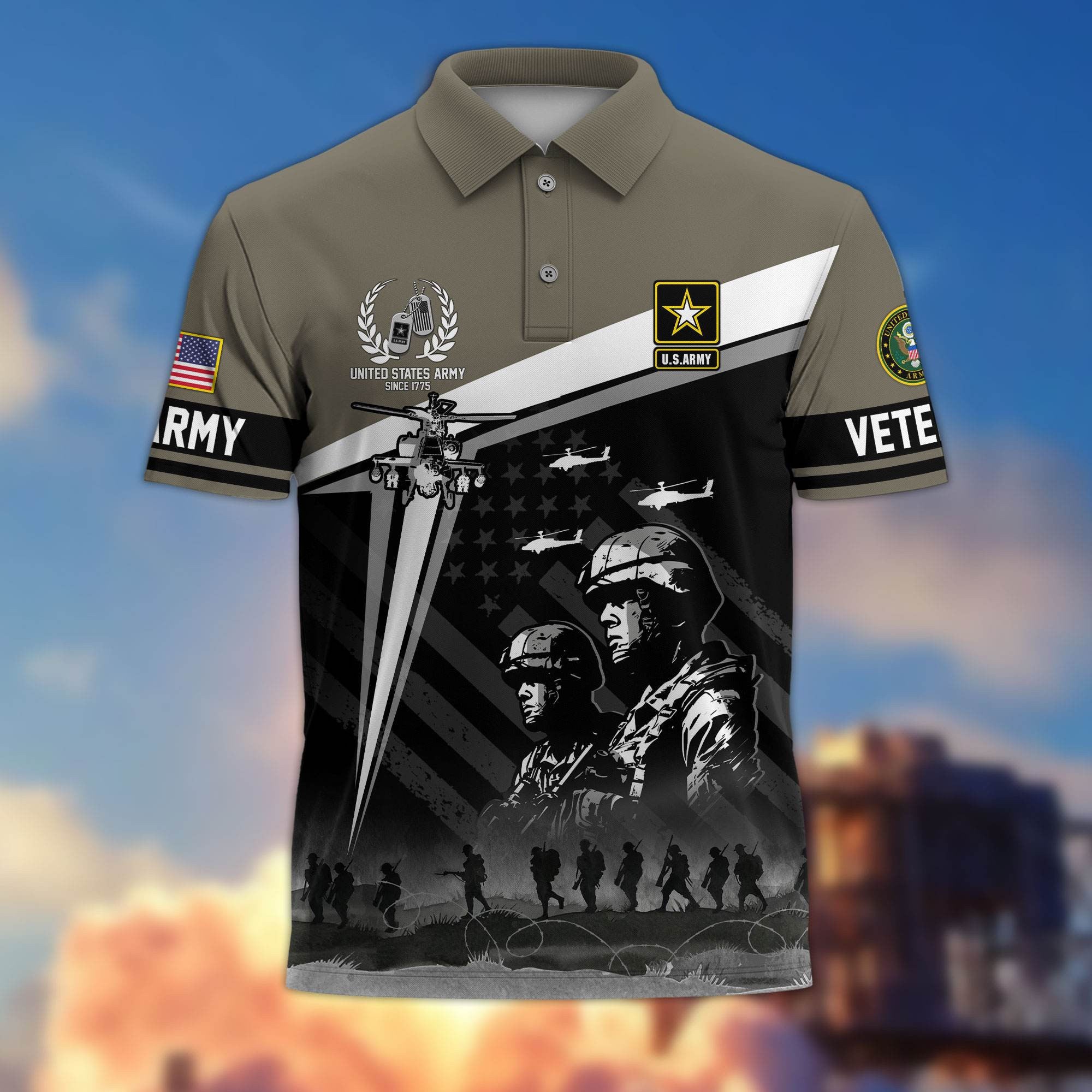 Premium US Veterans Polo Shirt BPHN280311, Gifts For US Veterans, Gifts On Memorial Day, Father's Day, Armed Forces Day, Independence Day, Veterans Day.