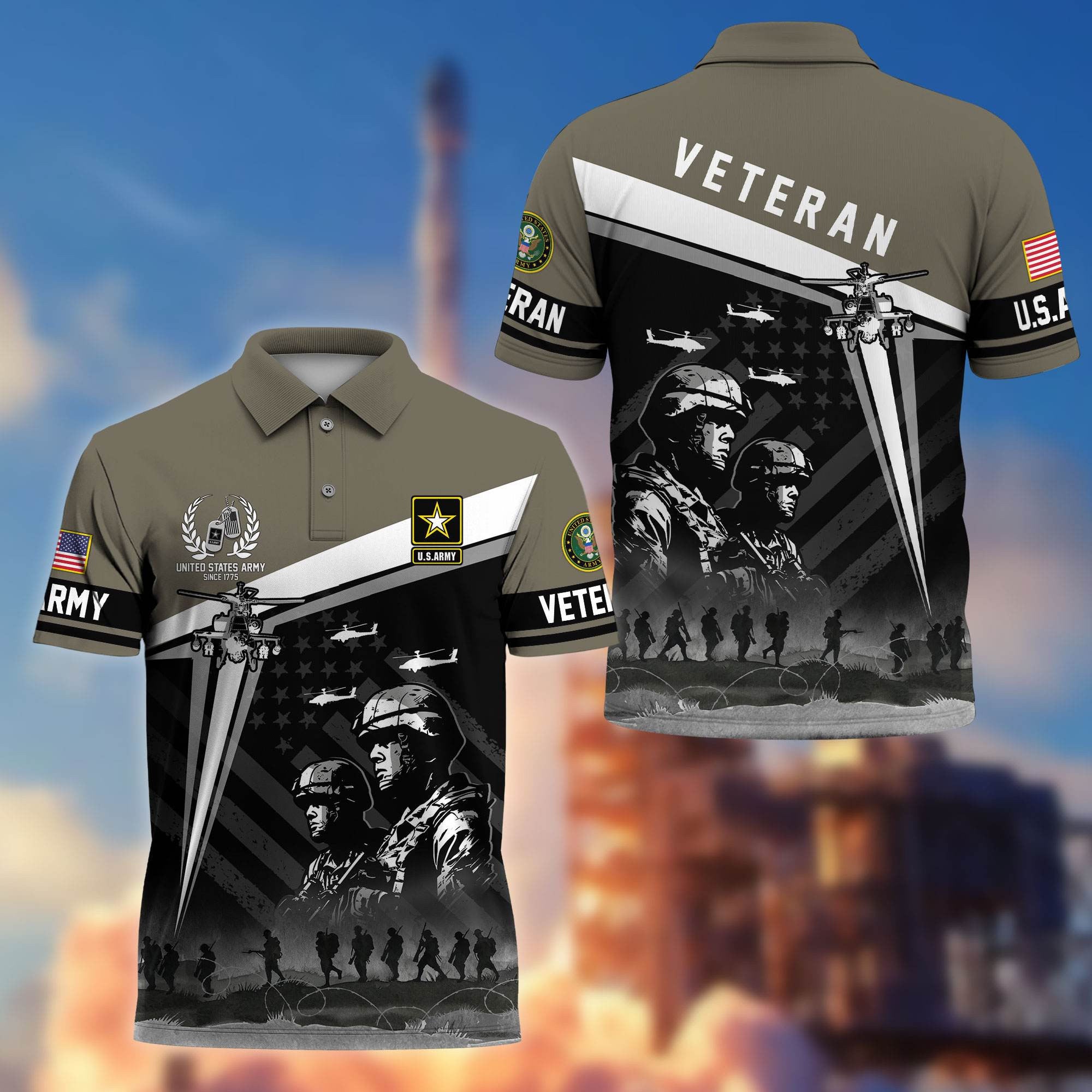 Premium US Veterans Polo Shirt BPHN280311, Gifts For US Veterans, Gifts On Memorial Day, Father's Day, Armed Forces Day, Independence Day, Veterans Day.