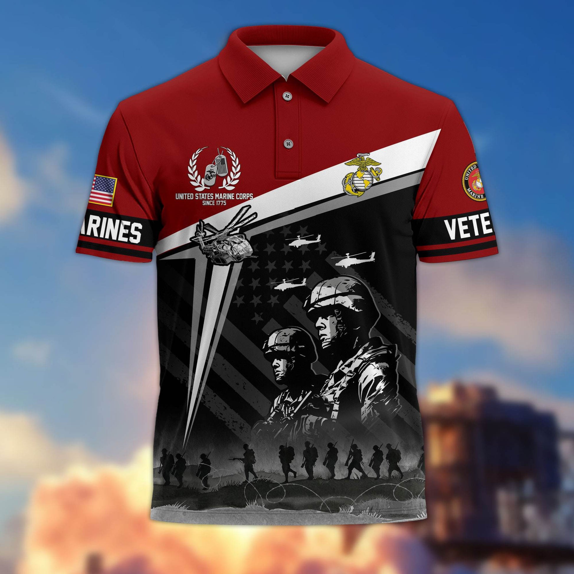 Premium US Veterans Polo Shirt BPHN280311, Gifts For US Veterans, Gifts On Memorial Day, Father's Day, Armed Forces Day, Independence Day, Veterans Day.