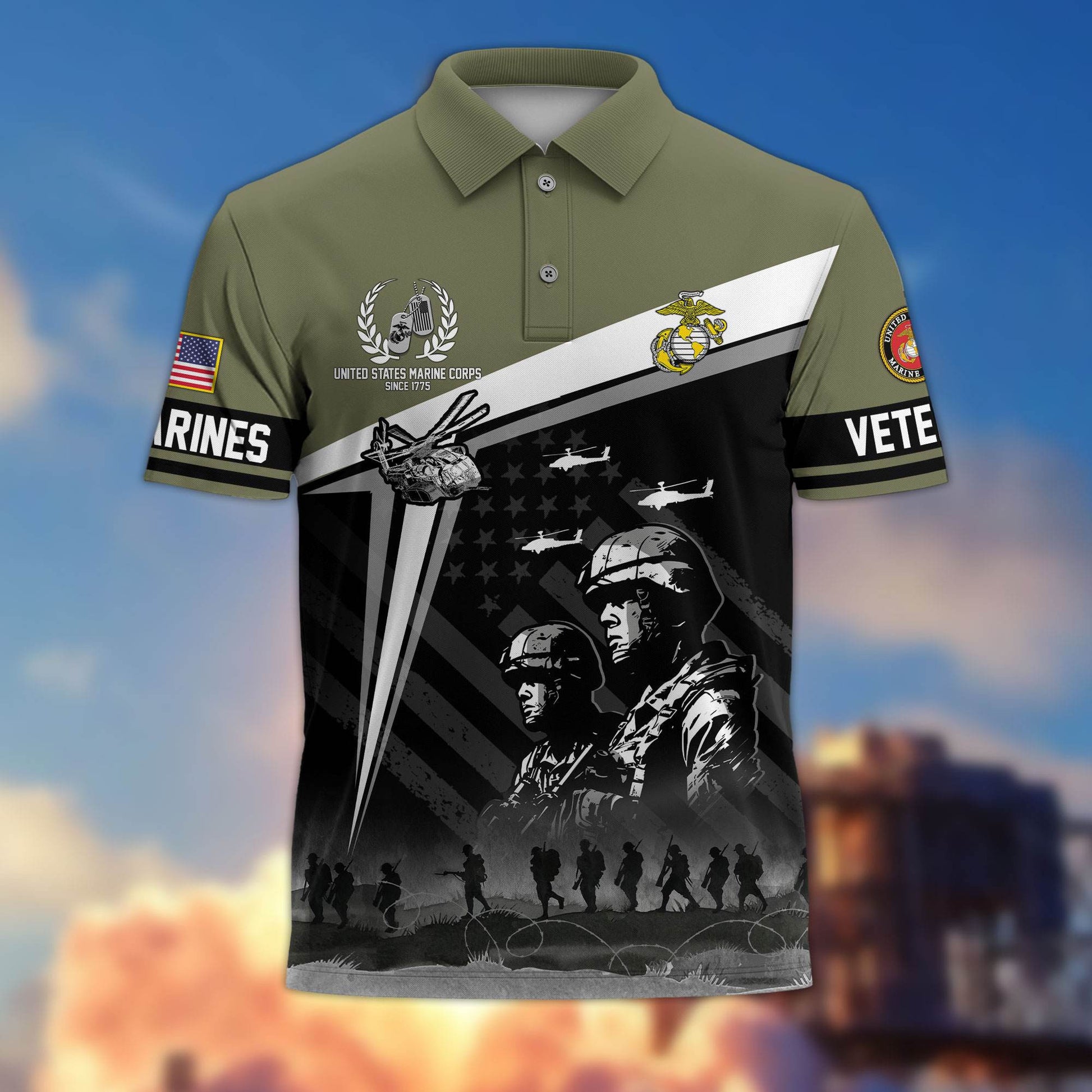 Premium US Veterans Polo Shirt BPHN280311, Gifts For US Veterans, Gifts On Memorial Day, Father's Day, Armed Forces Day, Independence Day, Veterans Day.
