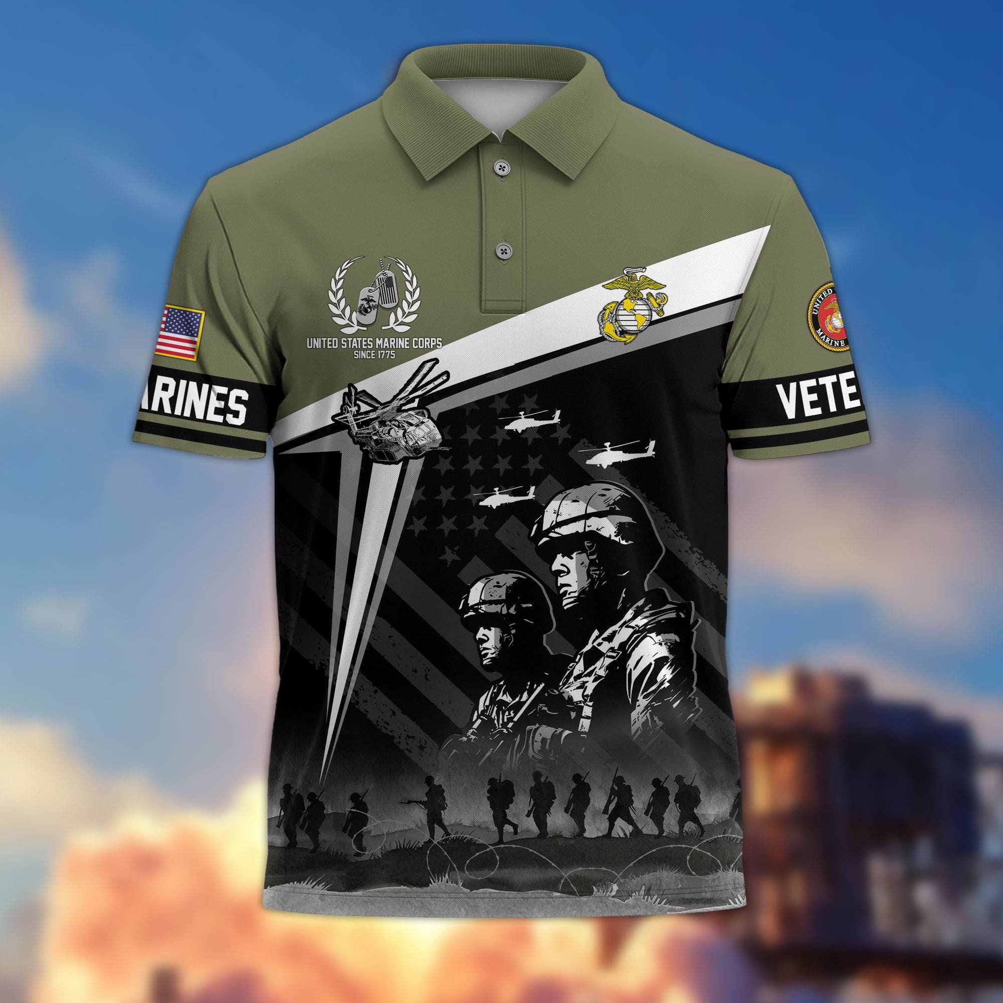 Premium US Veterans Polo Shirt BPHN280311, Gifts For US Veterans, Gifts On Memorial Day, Father's Day, Armed Forces Day, Independence Day, Veterans Day.