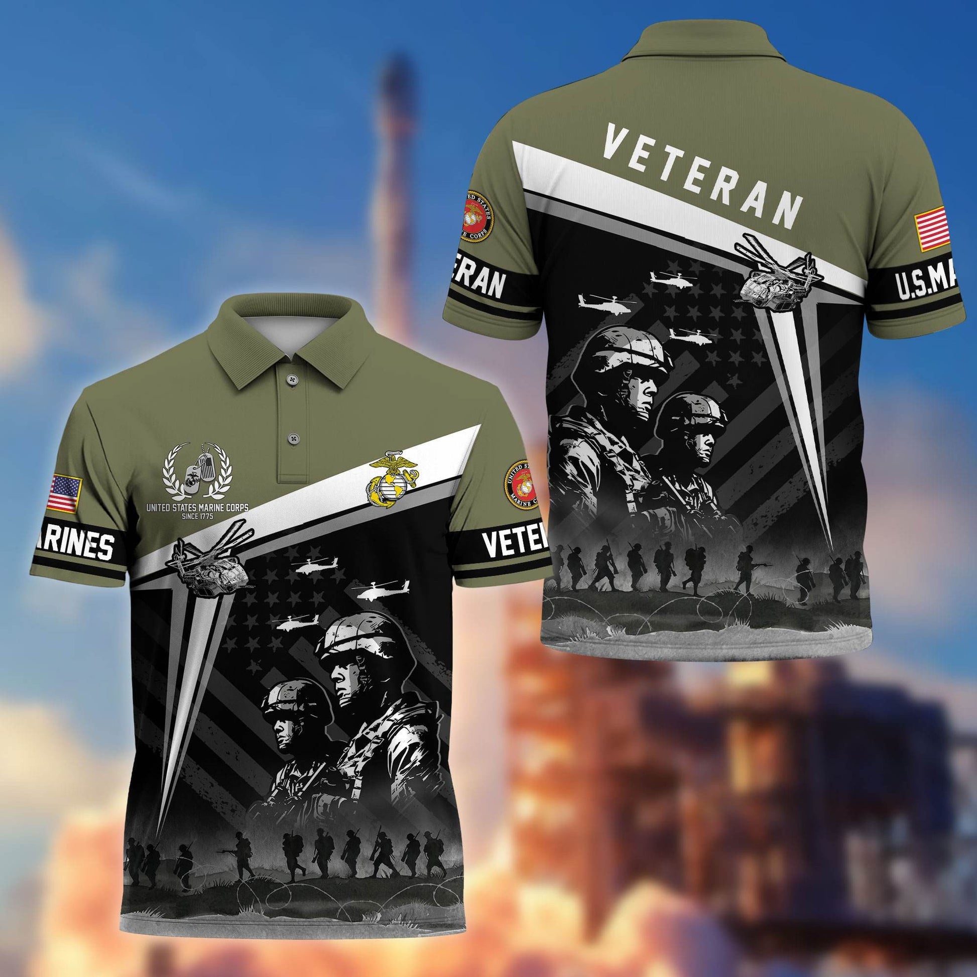 Premium US Veterans Polo Shirt BPHN280311, Gifts For US Veterans, Gifts On Memorial Day, Father's Day, Armed Forces Day, Independence Day, Veterans Day.
