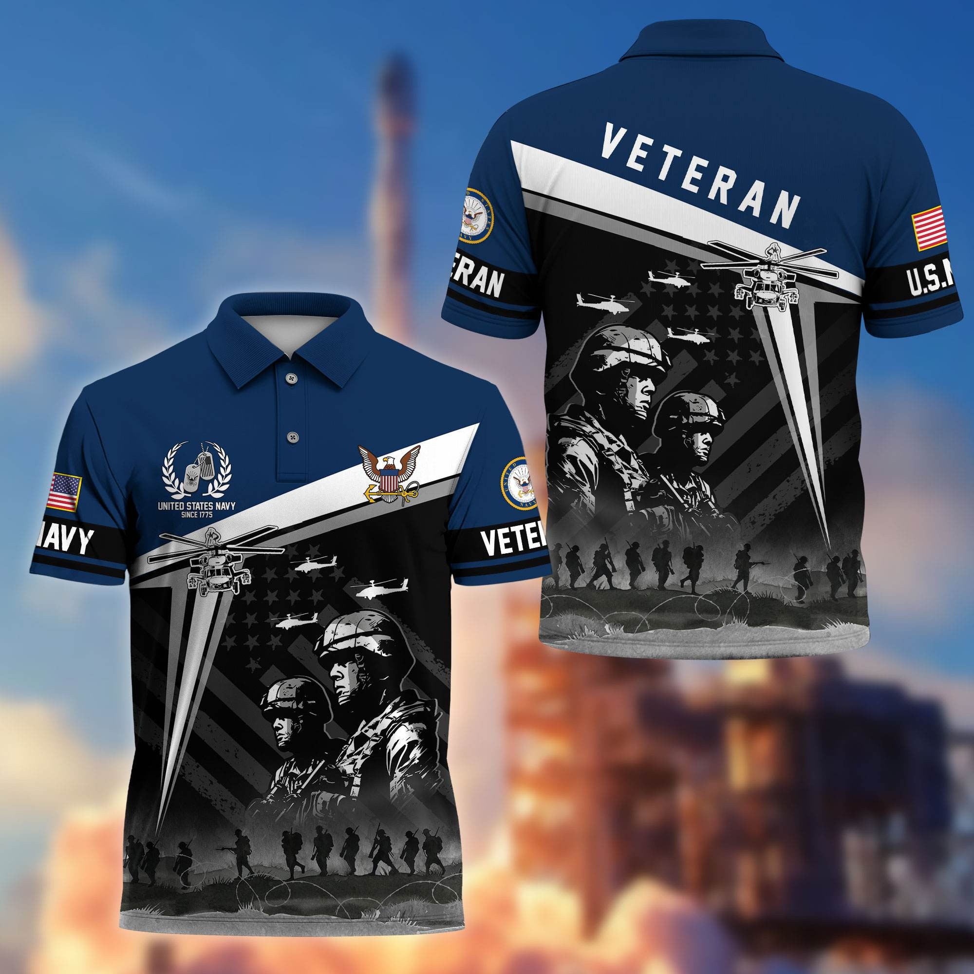 Premium US Veterans Polo Shirt BPHN280311, Gifts For US Veterans, Gifts On Memorial Day, Father's Day, Armed Forces Day, Independence Day, Veterans Day.