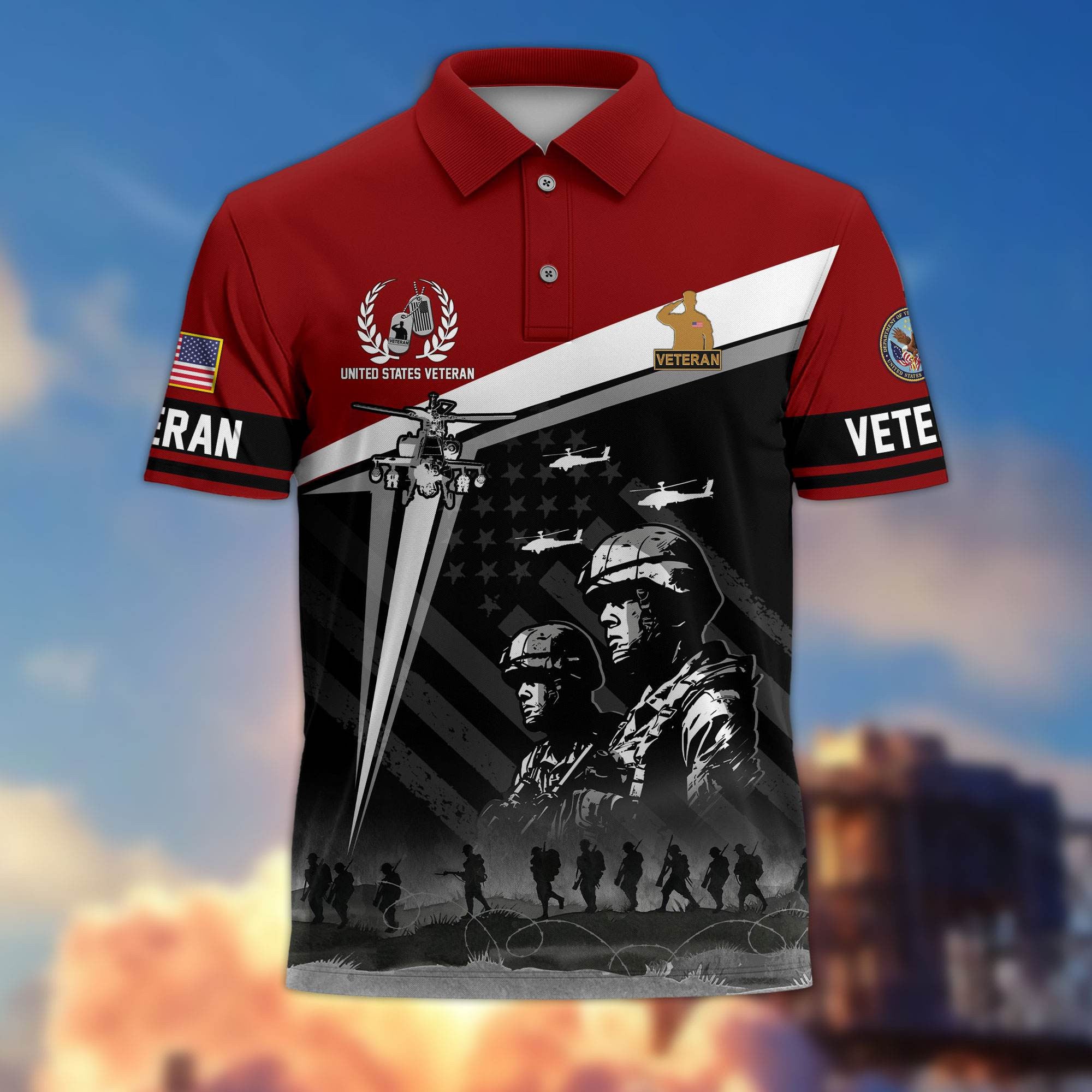 Premium US Veterans Polo Shirt BPHN280311, Gifts For US Veterans, Gifts On Memorial Day, Father's Day, Armed Forces Day, Independence Day, Veterans Day.