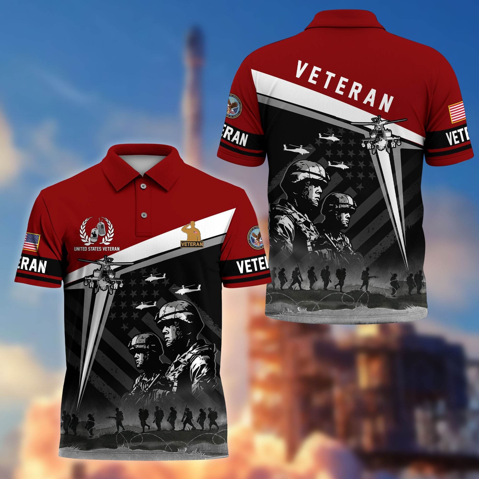 Premium US Veterans Polo Shirt BPHN280311, Gifts For US Veterans, Gifts On Memorial Day, Father's Day, Armed Forces Day, Independence Day, Veterans Day.