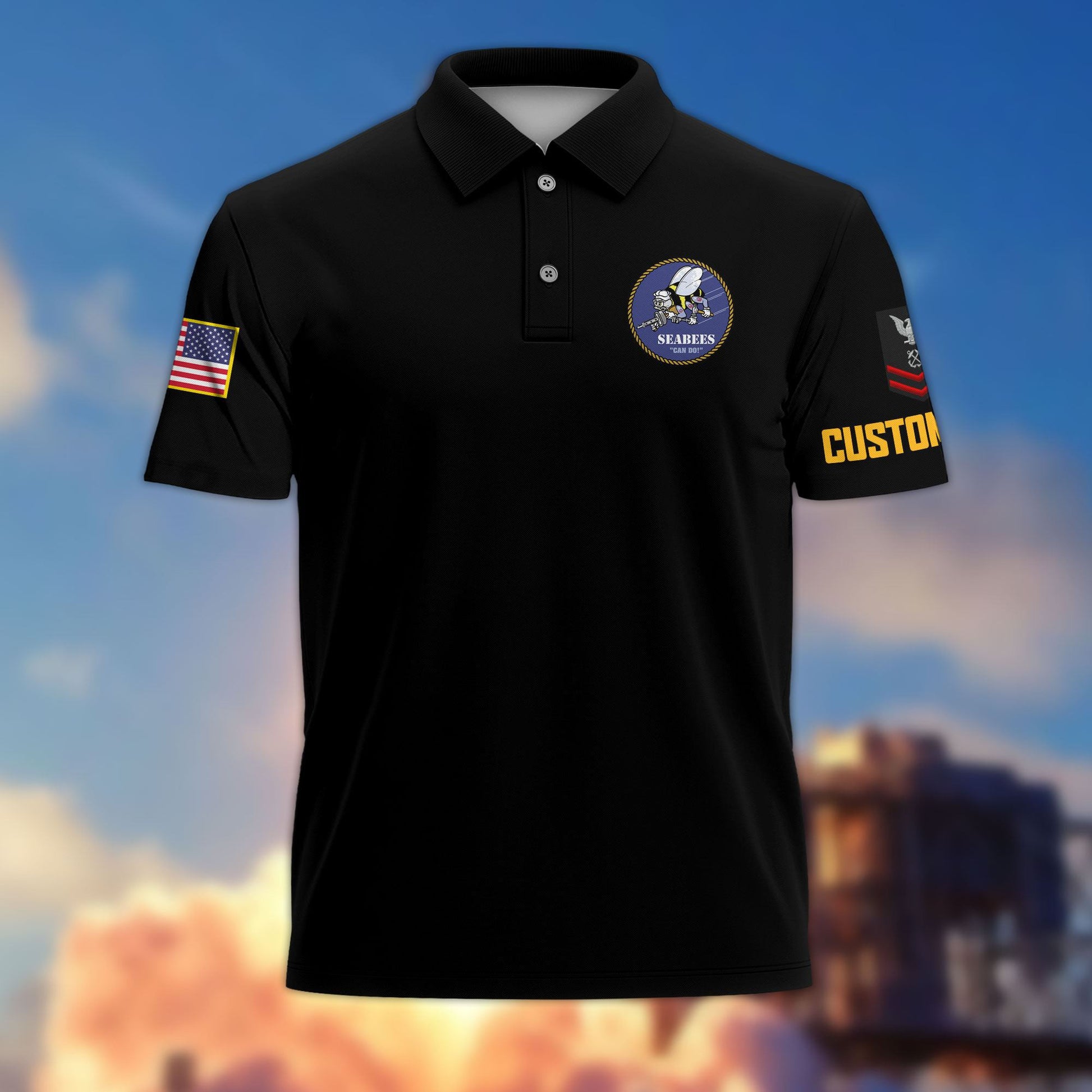 Unique Custom Name, Rank, Year, US Seabees Polo Shirt VPVC215109, Gifts For Seabees Veteran, Best Gifts On Father's Day, Independence Day, Veterans Day.